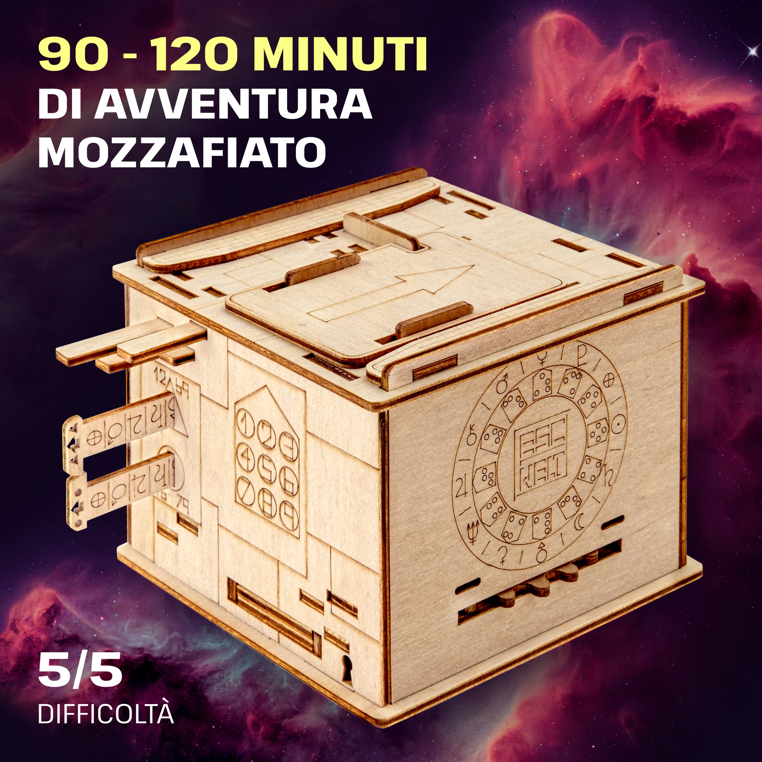ESC WELT Space Box - Puzzle 3d in Legno - Rompicapo in Legno Difficile - Escape Room Gioco da Tavolo - Scatola Segreta Rompicapo con Scompartimento Nascosto - Giochi di Logica per Adulti