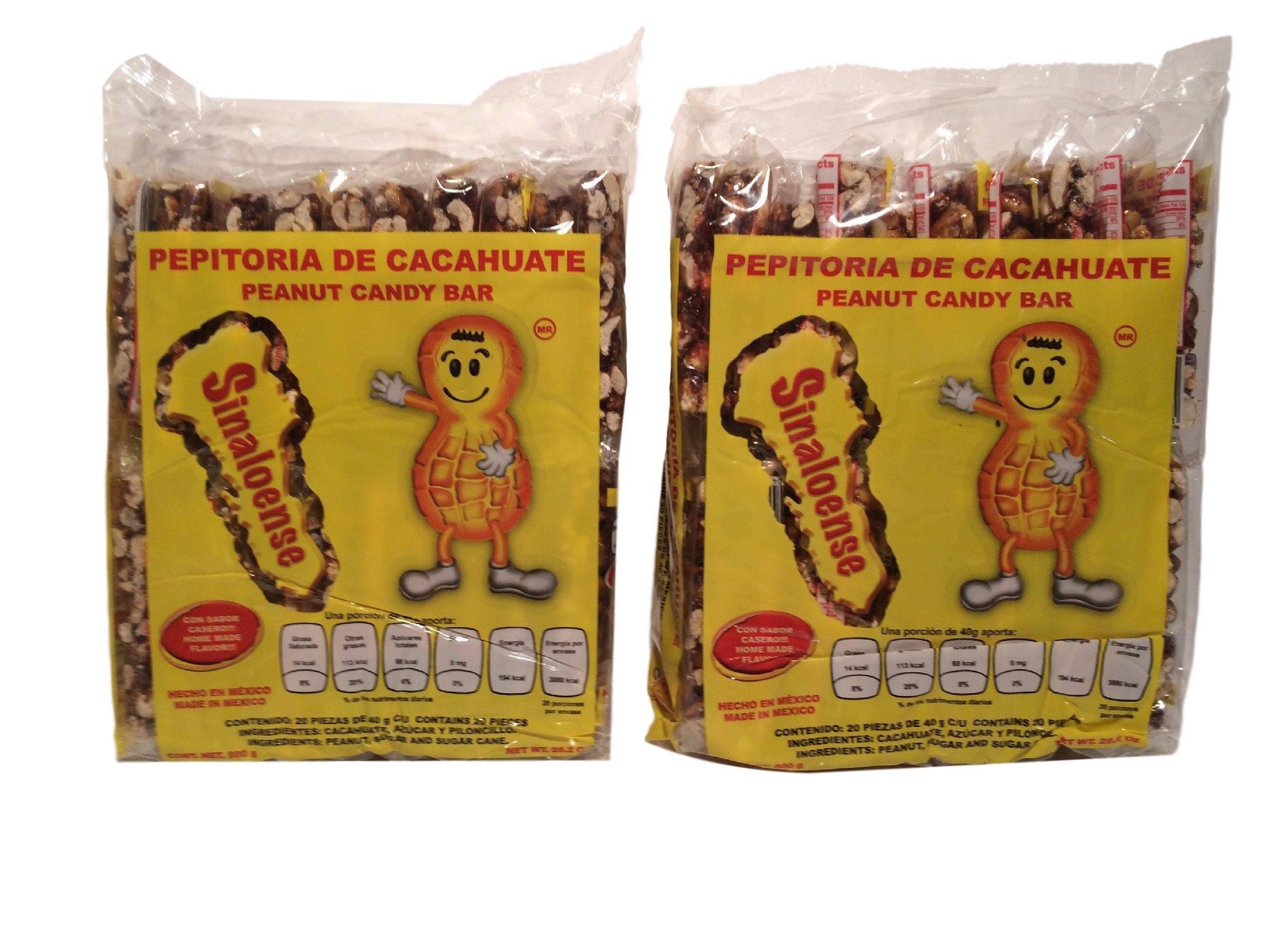 Pepitoria Sinaloense, Palanquetas de Cacahuate Mexicanas-Peanut Mexican Candy Bars, 20 Pieces 28.2 oz (Pack of 2)