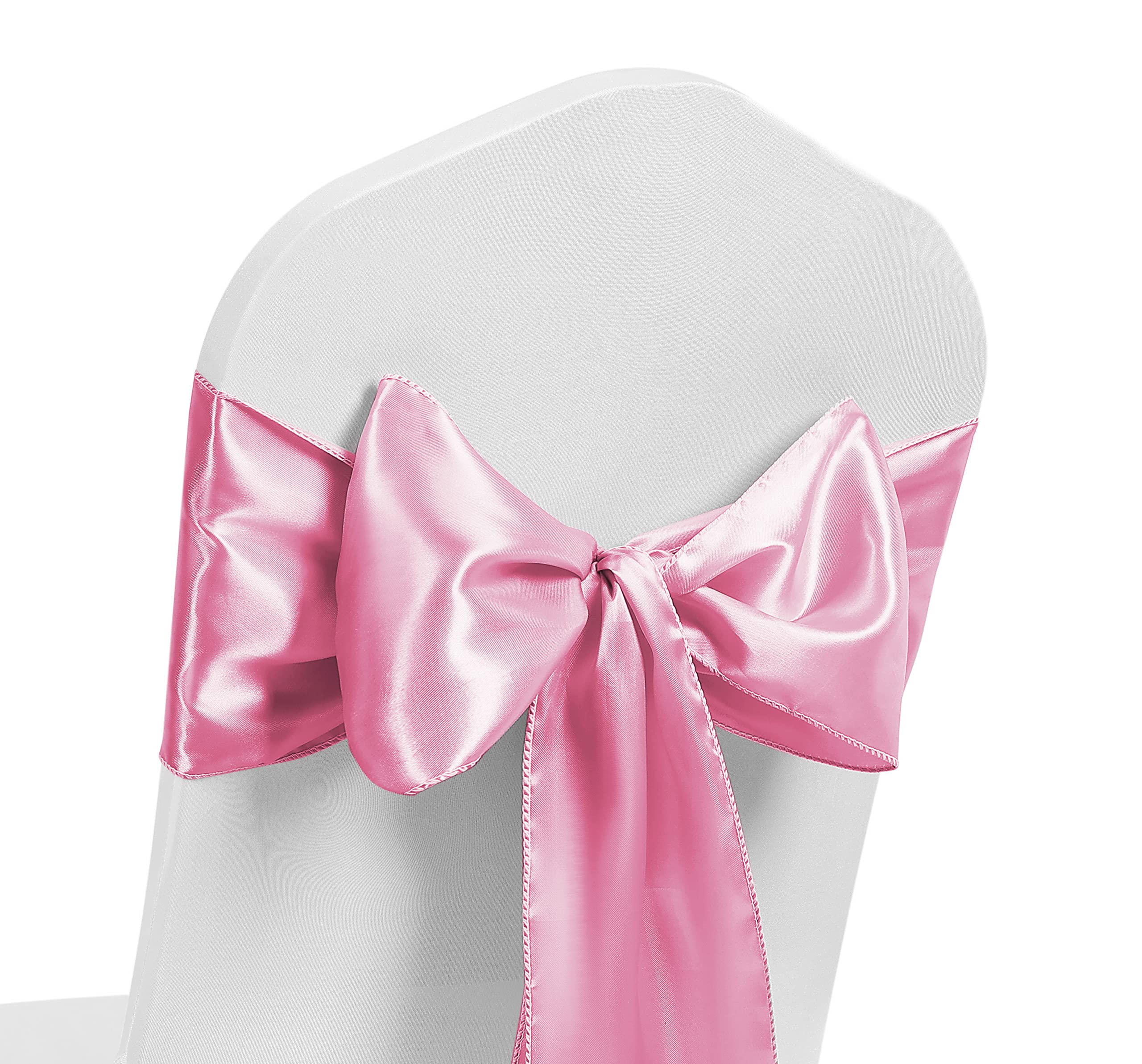 Satin Chair Sash WIDER FULLER BOWS Chair Sashes Bow Back Tie Ribbon Wedding Banquet Decoration (Light Pink, 50) — image 1