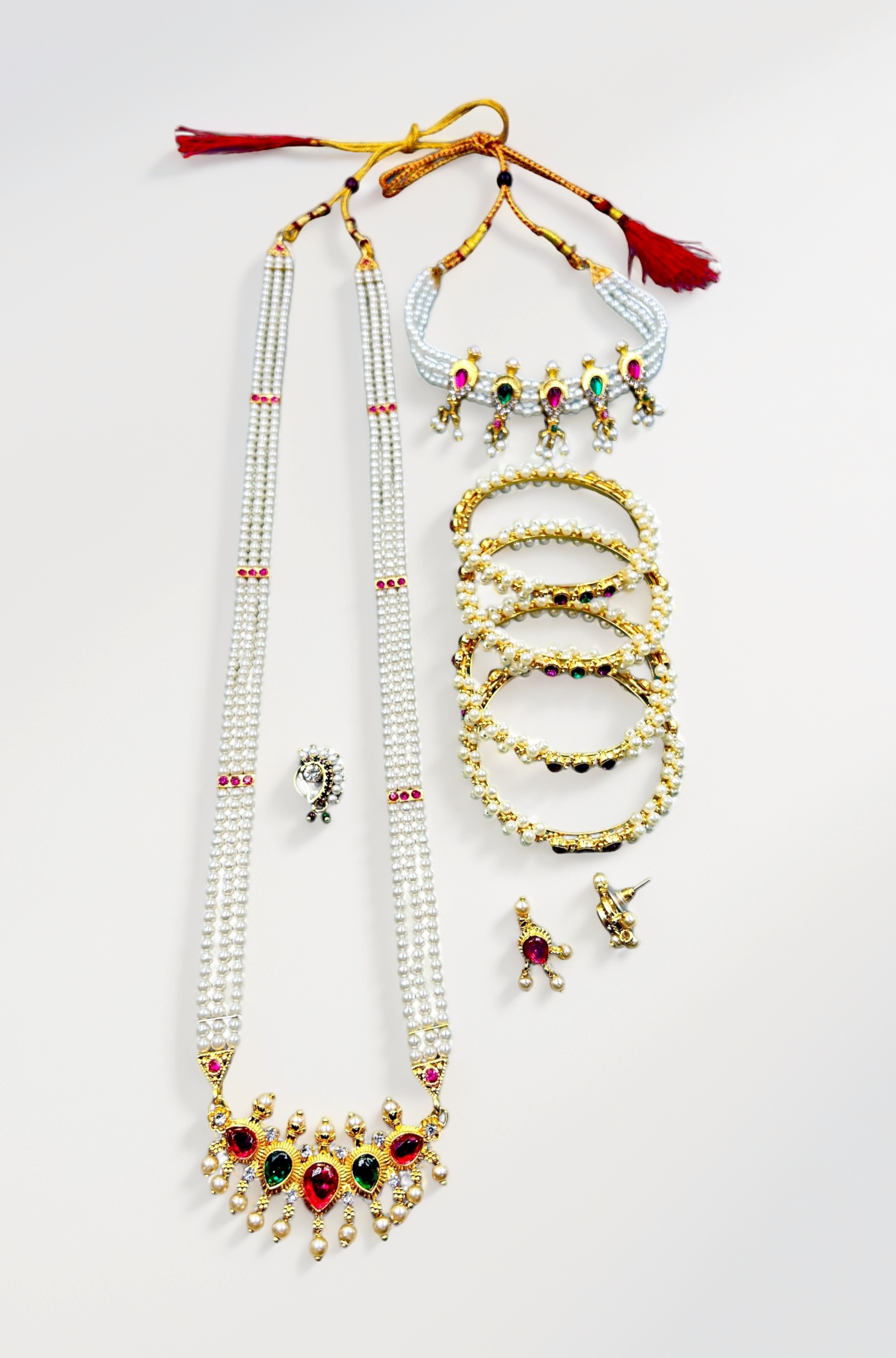 Women New Maharashtran Combo Pack Of Tanmani And Bangles Set