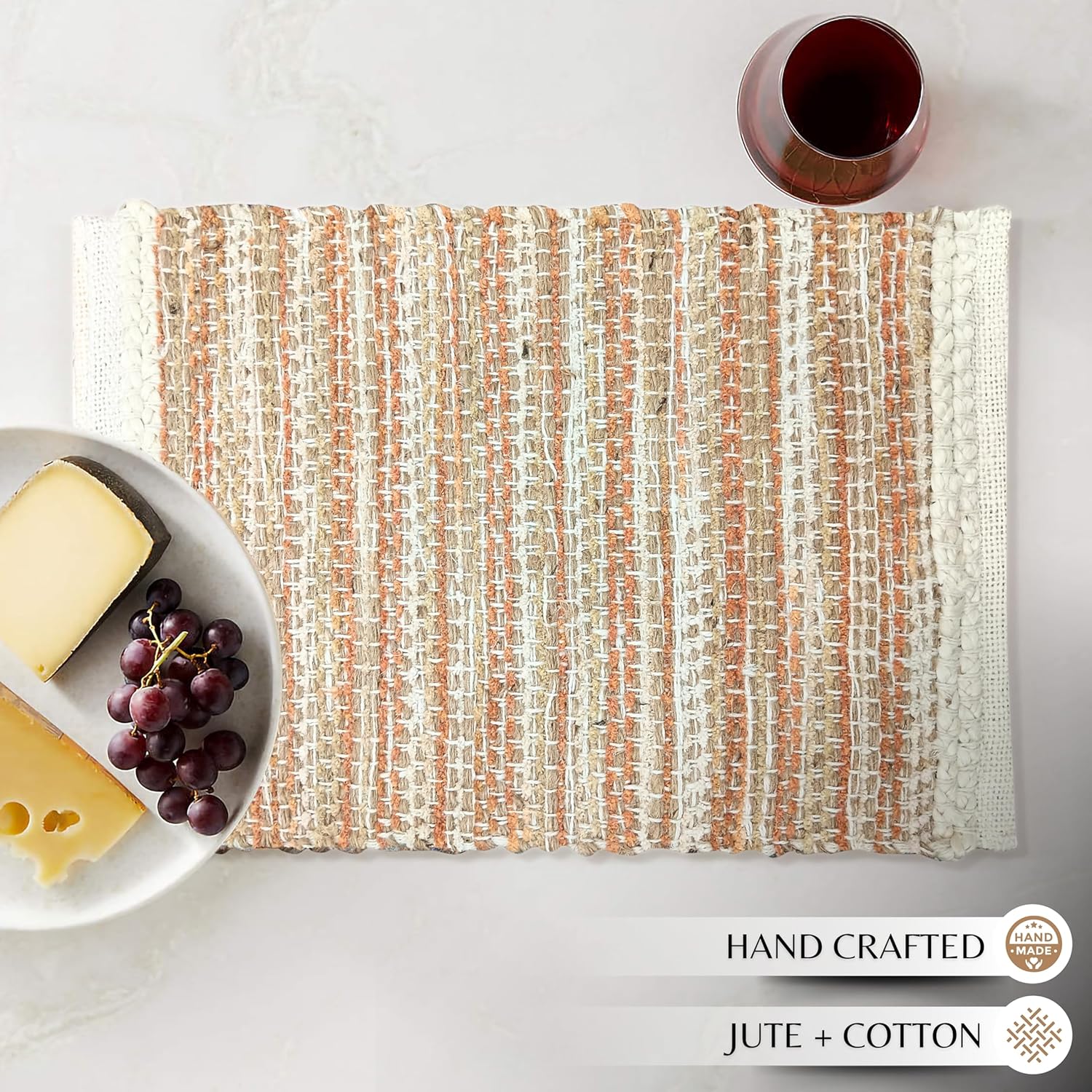 Hausattire Woven Table Placemats Set of 4 - Rust, Jute Boho Outdoor Table Mats for Kitchen Dining Decoration | Easy Clean Heat Resistant Farmhouse Dinner Spring Easter Placemat - 13x19 Inch
