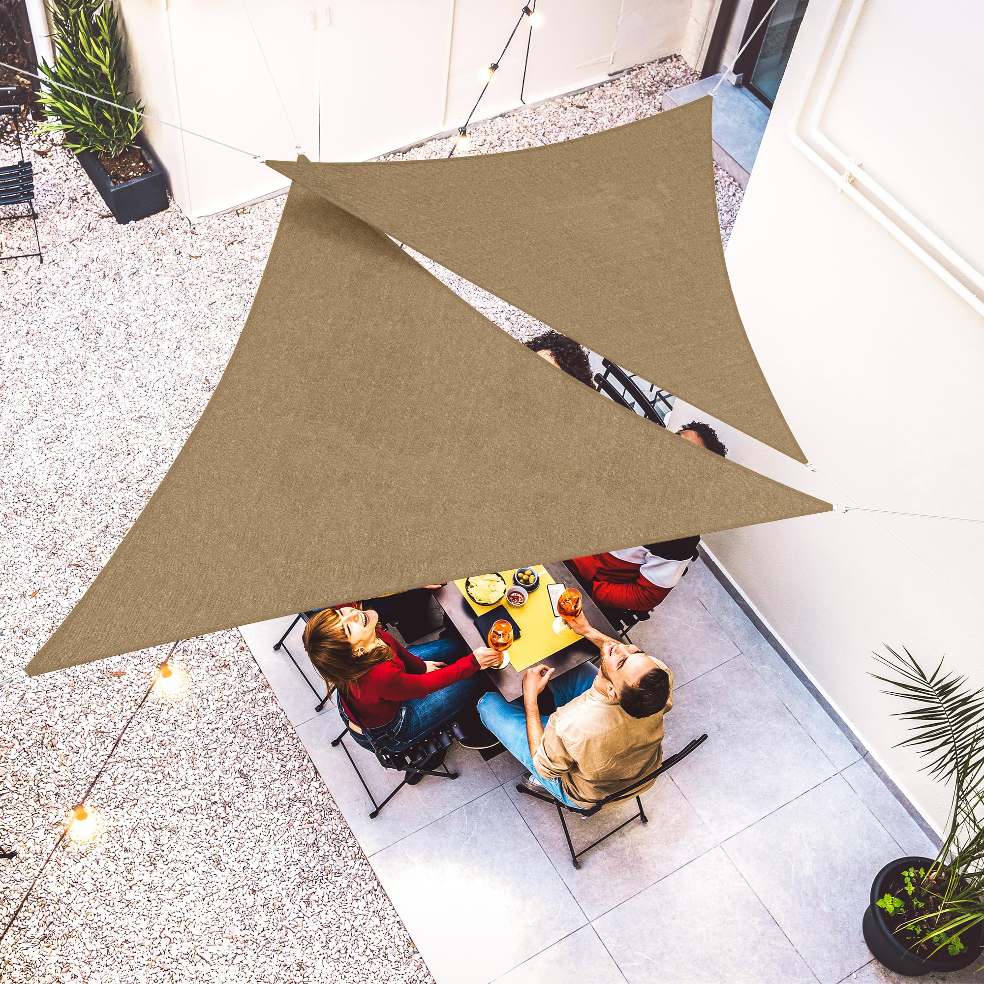 jarolift Toldo Vela Triangular Transpirable Protección Solar y Privacidad para Jardín, Balcón, Terraza, 360 x 360 x 360 cm, Beige