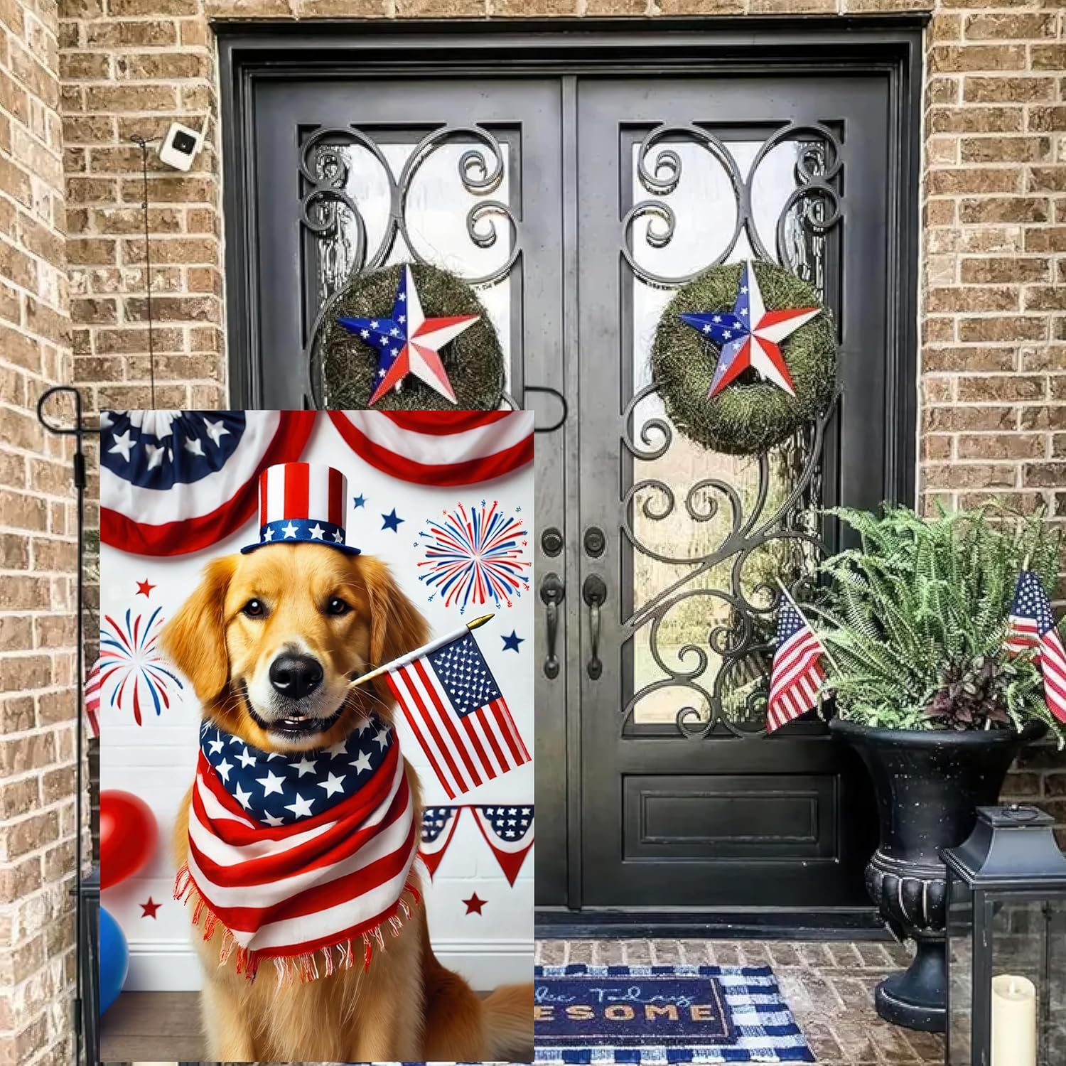 Welcome 4th of July Golden Retriever Dog Patriotic Garden Flag America USA Pet Yard Outside Decoration American Flag Outdoor Small Home Decor Double Sided 12 x 18 - Image 3