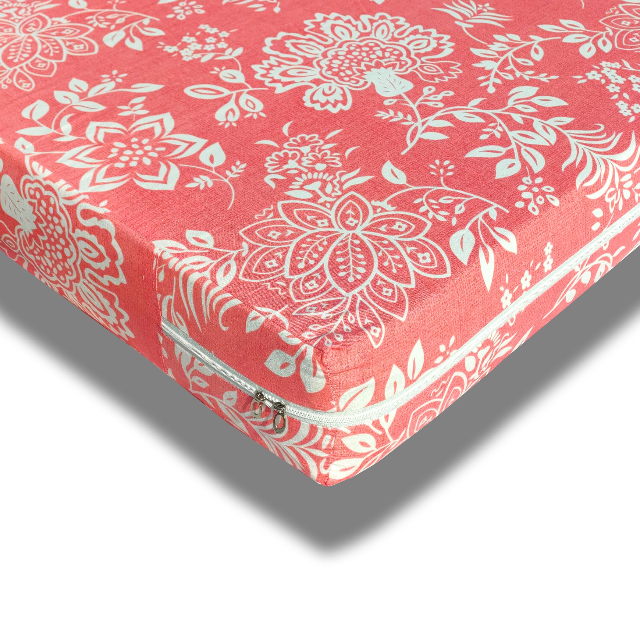 WELLFIT® Premium Glace Cotton 300 TC Mattress Cover/Protector for Queen Size Bed with Zip/Chain/5×6.5 ft / 60×78×6 inch