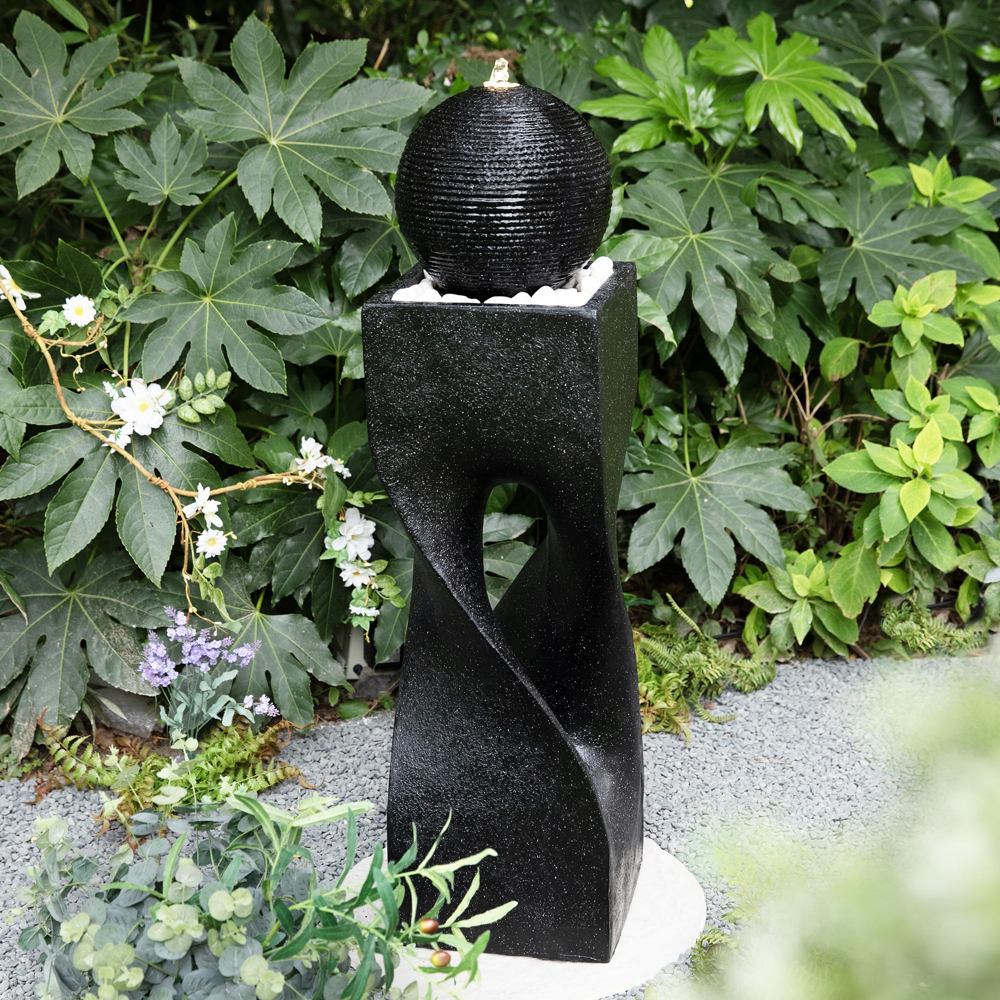 Glitzhome 40.5-Inch Geometric Pedestal Fountain