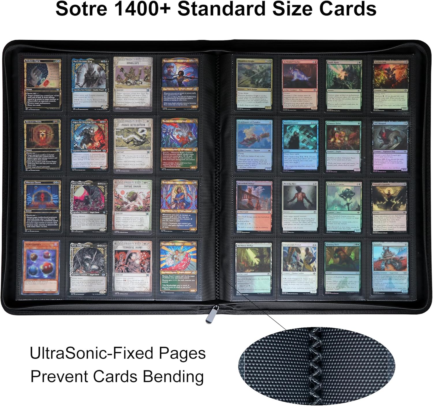 16 Pocket 1408 Pockets Card Binder, Large Ringless Side Loading Pockets Trading Card Album Folder for TCG