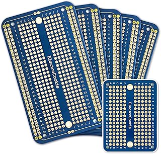 ElectroCookie Solderable Breadboard PCB Board for Electronics Projects Compatible for DIY Arduino Soldering Projects, Gold-Plated (5 Pack + 1 Mini Board, Blue)