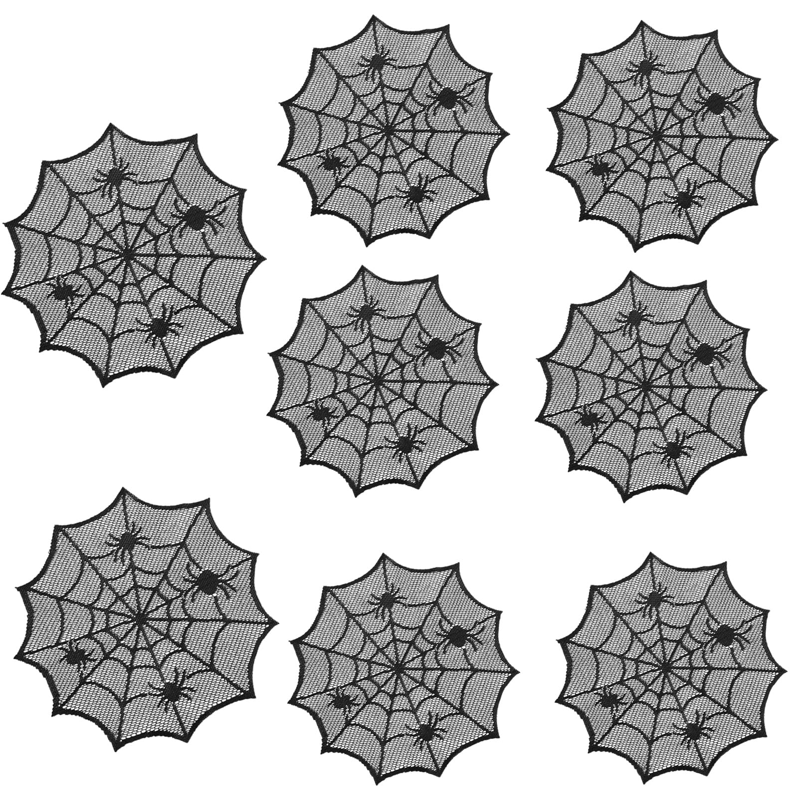 Round Spiders Webs Laces Placemat Soft Polyester Cobwebs Table Mats for Dining Ambiances Spiders Webs Placemat