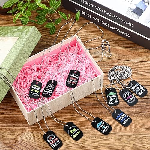 Miniatura 7 de 20 piezas de collar motivacional para perro para hombres y mujeres, collar de joyería inspiradora de acrílico, collares de etiqueta militar para