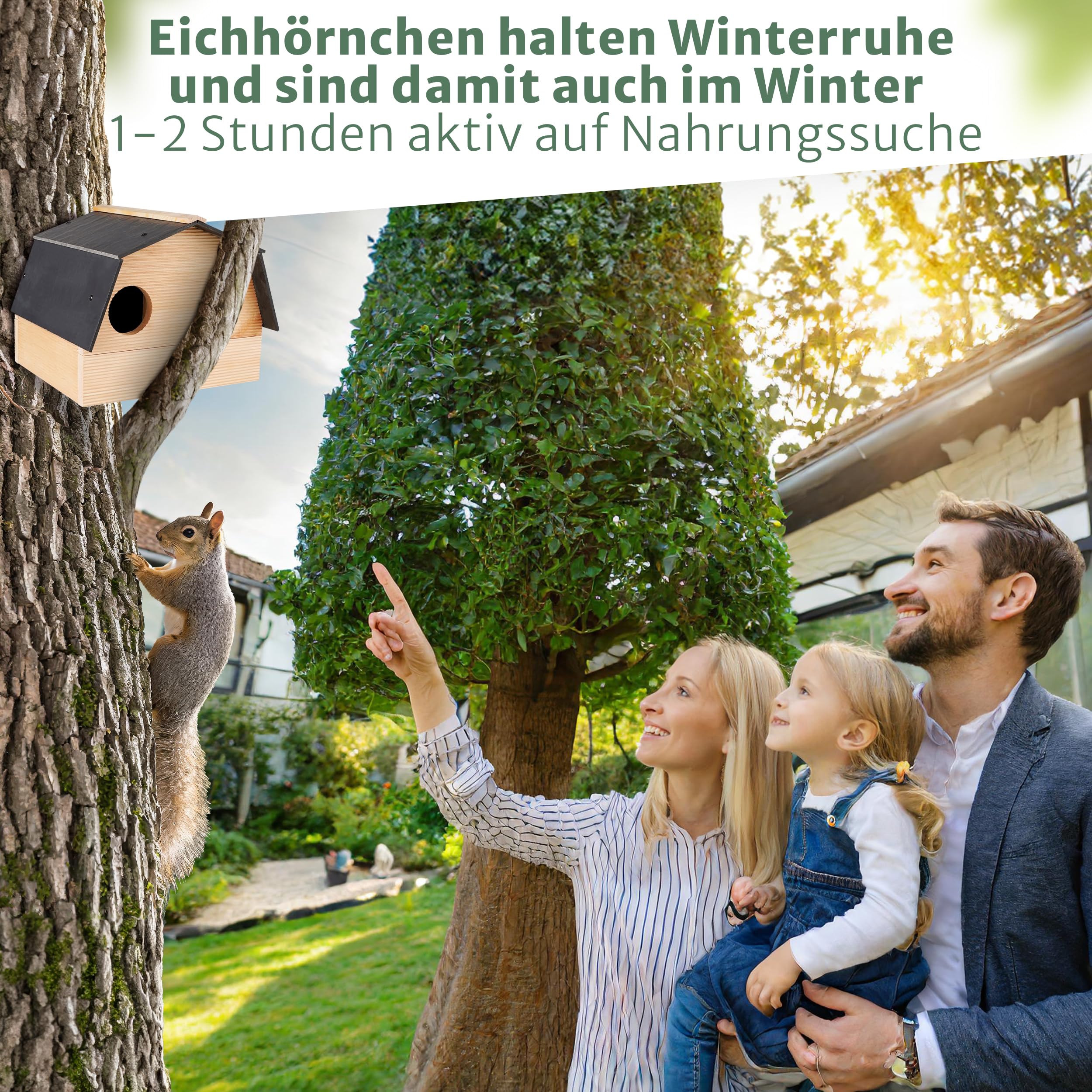 Oramics Eichhörnchen Kobel aus wetterfestem Kiefernholz mit wasserdichtem Dach aus Schiefer – Eichhörnchen Haus zum Nisten, aufziehen von Jungtieren und zum Schutz vor Wetter und Raubtieren