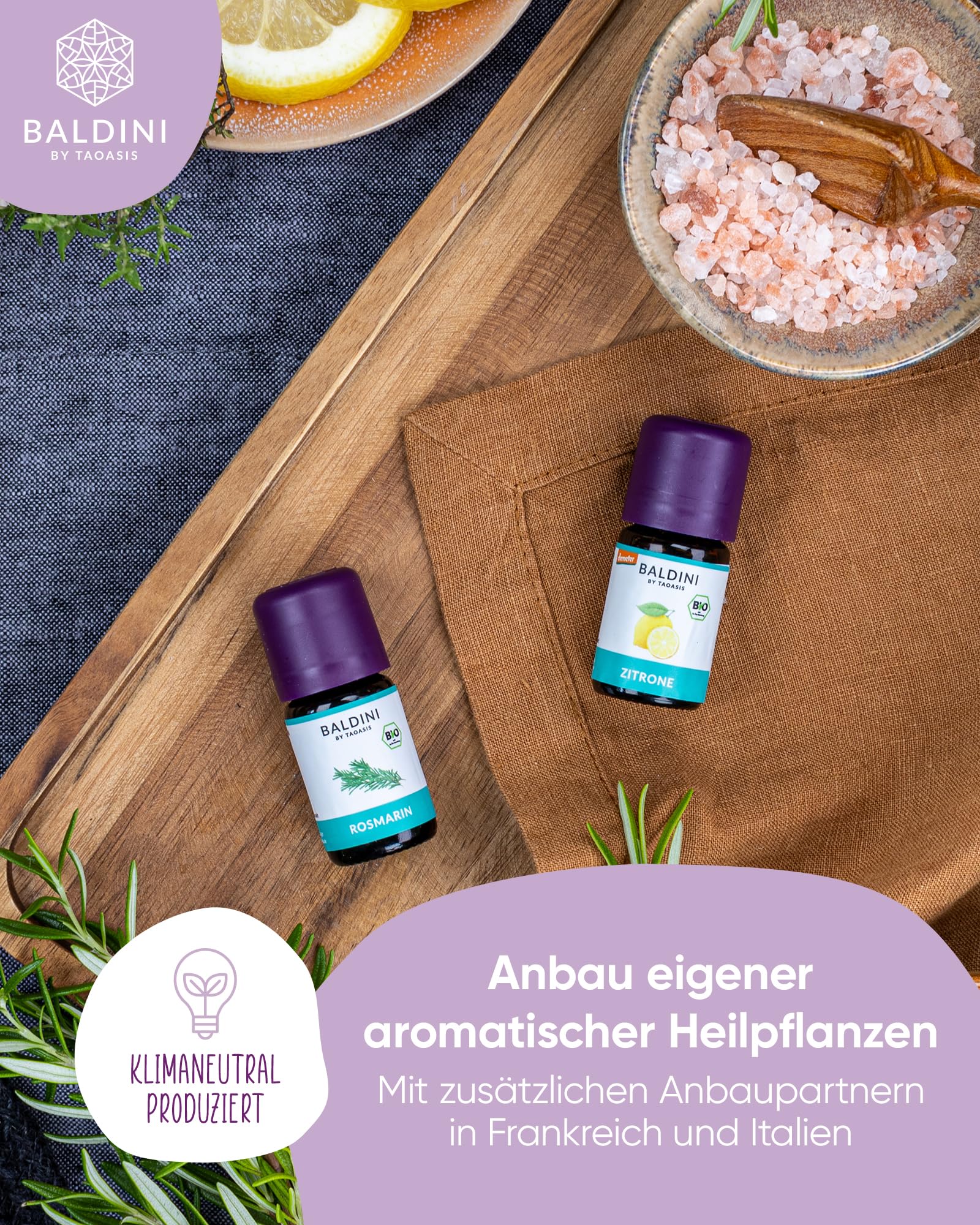 Baldini Ätherische Öle Set 12x5ml - 100% Naturreine Ätherische Öle - Lebensmittelqualität - Vegan - für Speisen, Getränke & Aroma Diffuser - Geschenkset
