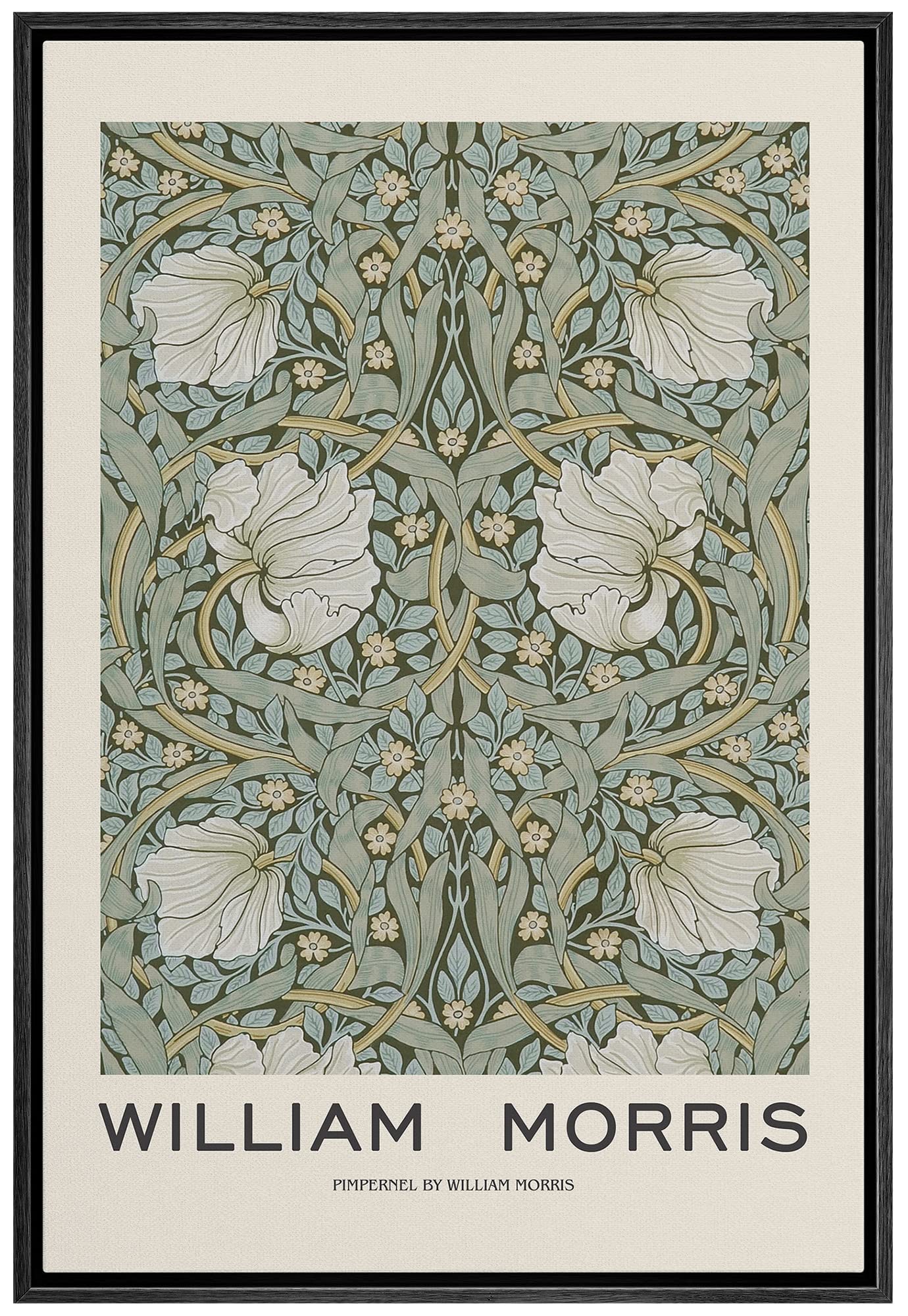 wall26 Framed Canvas Print Wall Art Pimpernel Flowers by William Morris Historic Cultural Illustrations Fine Art Traditional Scenic