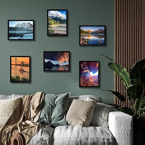 Miniatura 7 de Fixwal Portarretratos de 5 x 7 pulgadas, juego de 12, marcos de fotos de PVC negro, para pared o mesa