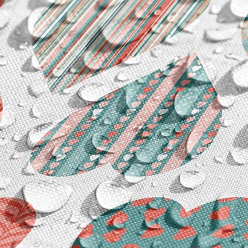 Miniatura 4 de Ambesonne Camino de mesa y manteles individuales de San Valentín, estilo retro, corazones con rayas, olas y patrones a cuadros, juego para