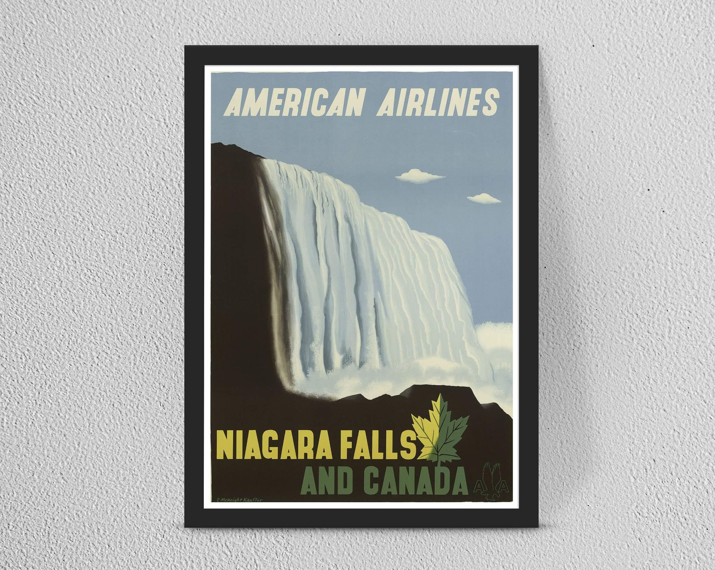 A156 Retro/Vintage Niagra Falls Canada Poster Print Art, Wall Decal/Poster/Art Home Retro wallart Re-Print (A3 Print with Frame)