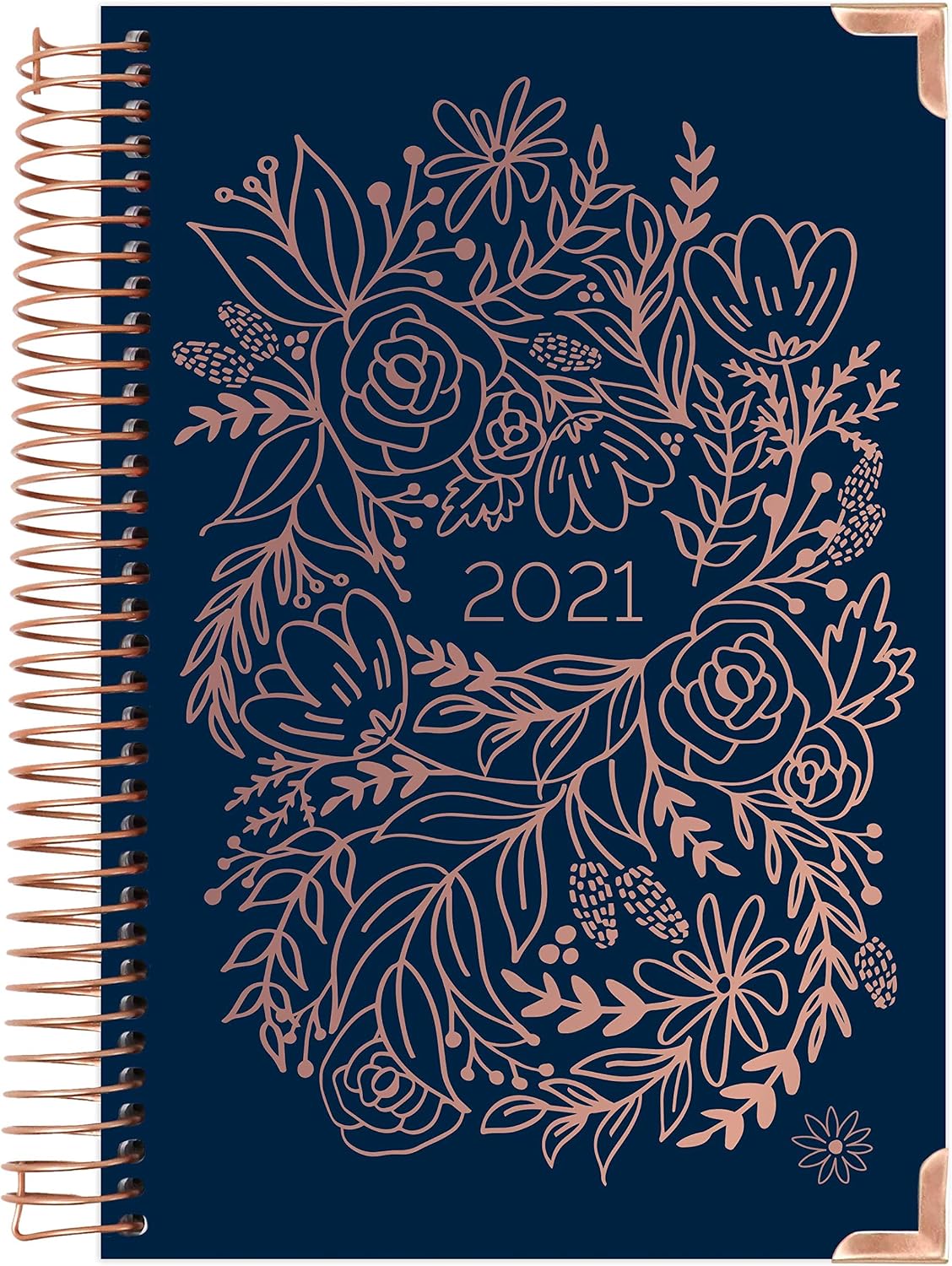 HARDCOVER bloom daily planners 2021 Calendar Year Day Planner (January 2021 - December 2021) - Passion/Goal Organizer - Monthly & Weekly Inspirational Agenda Book - 6" x 8.25" - Navy Embroidery