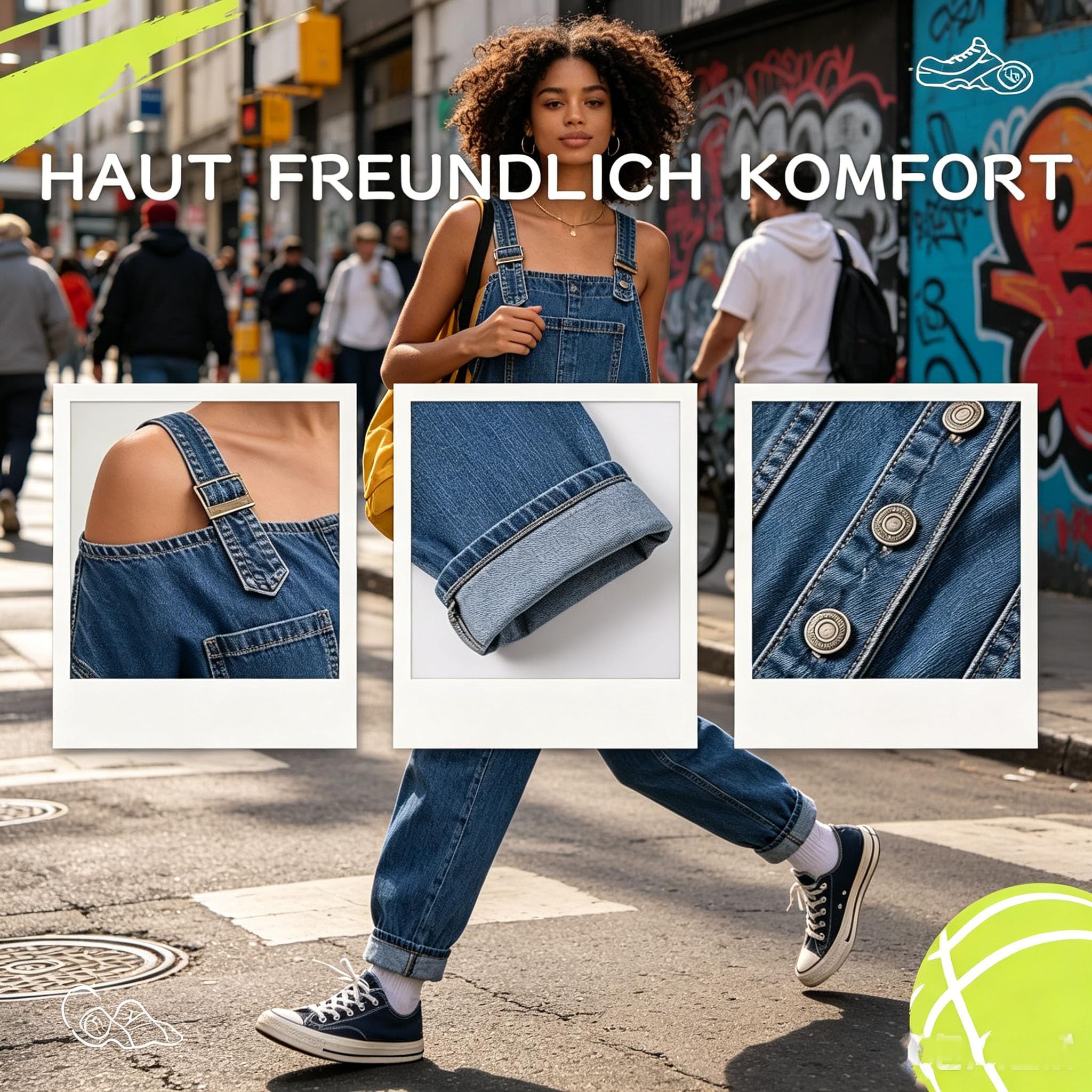 Jeans Overall Damen, Jeans Latzhose Damen, Weit Geschnittener Overall Mit Weitem Bein Und Taschen, Stylische Jumpsuits Damen – Lässig, Bequem & Alltagstauglic