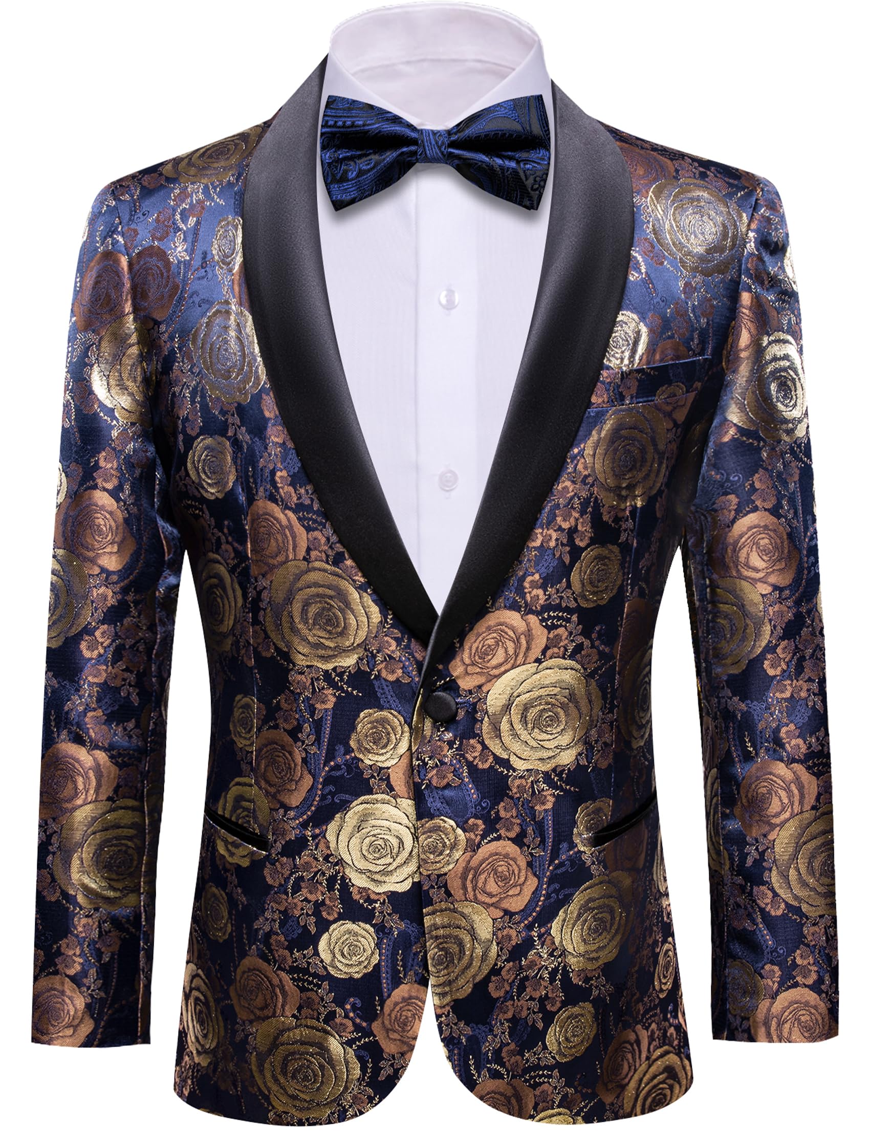 Barry. Wang Men's Sport Coats &amp; Blazers Flower Suit Jacket 1 Button Paisley Tuxedo Mardi Gras Carnival Parade Gift