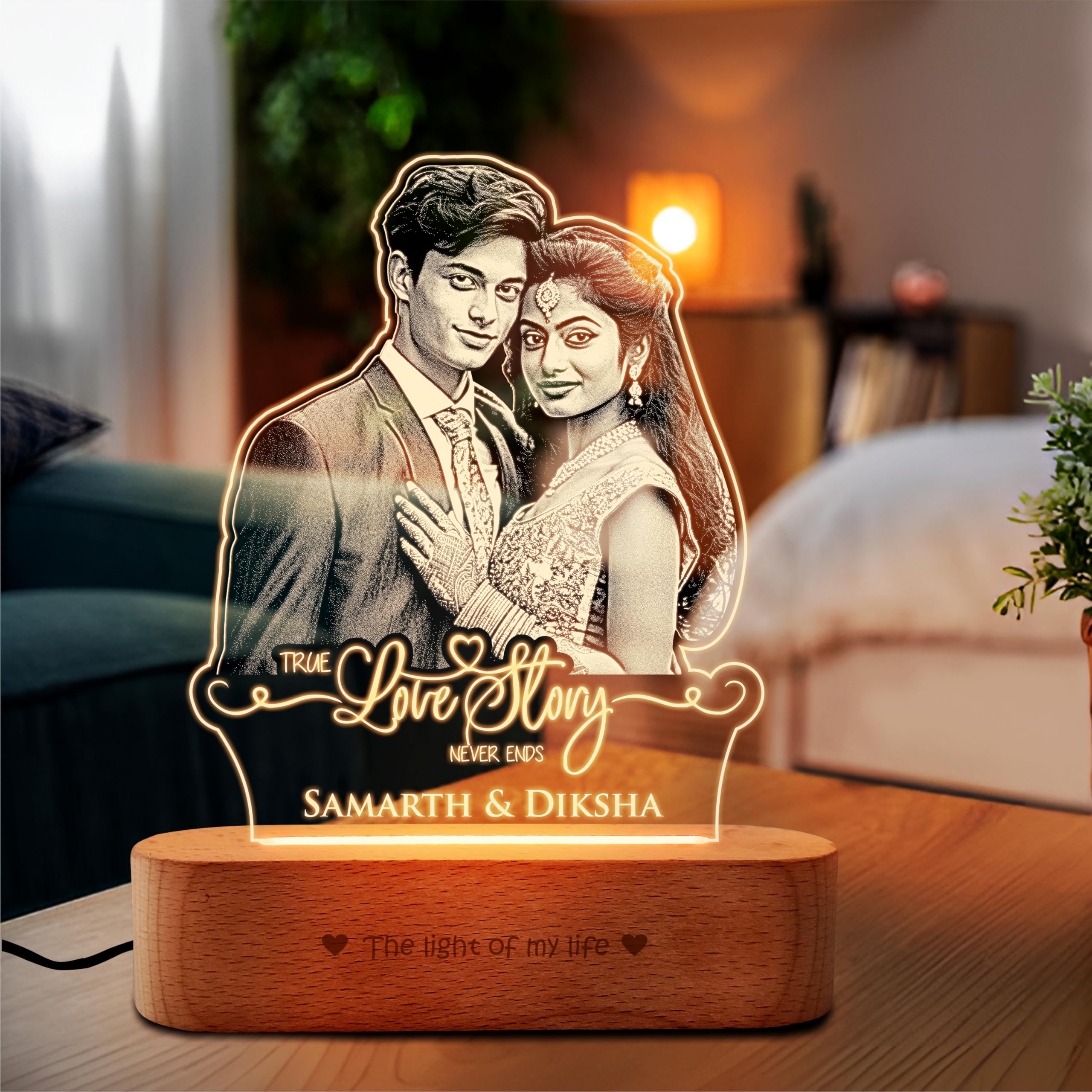 ZOCI VOCI Personalized Acrylic LED Lamp – Romantic Gift for Valentine’s Day, Personalized Gifts for Couples (A Love Story in Light, Lamp Only)