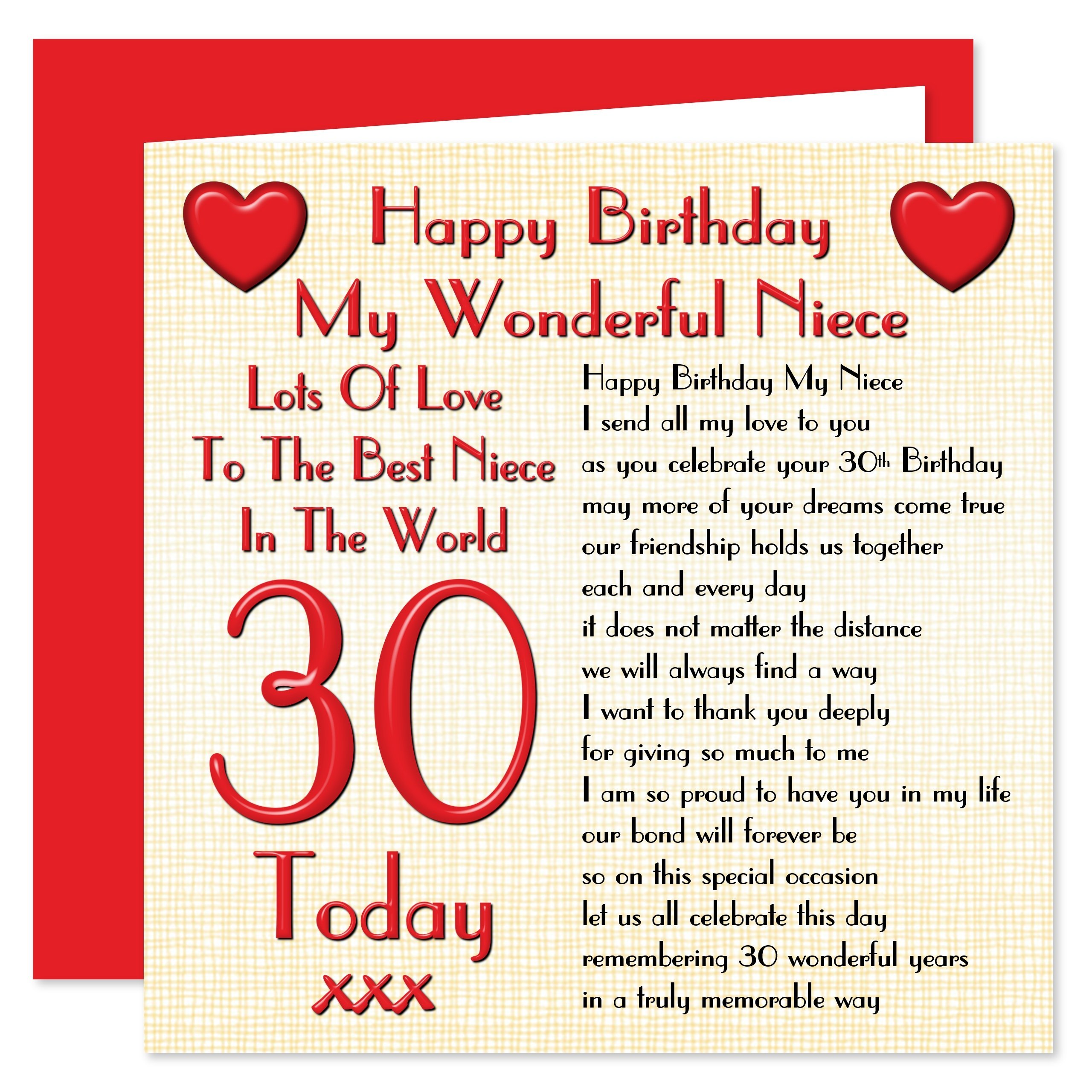 Happy Birthday Card For My Niece My Niece 30Th Happy Birthday Card - Lots Of Love To The Best Niece In The  World - 30 Today: Buy Online In Israel At Desertcart
