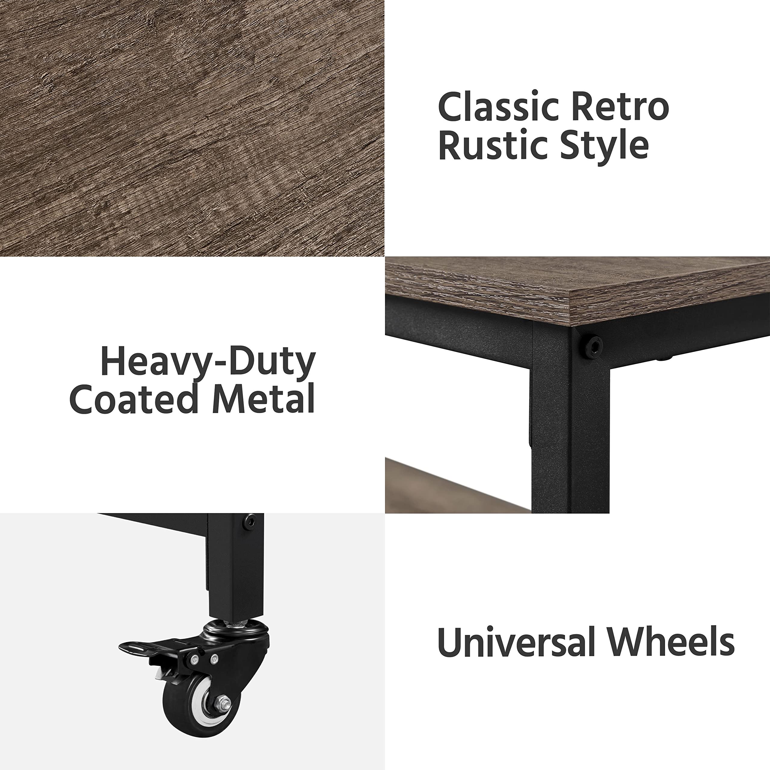 Yaheetech Large Kitchen Island on Wheels with Storage Shelves, 3Tier