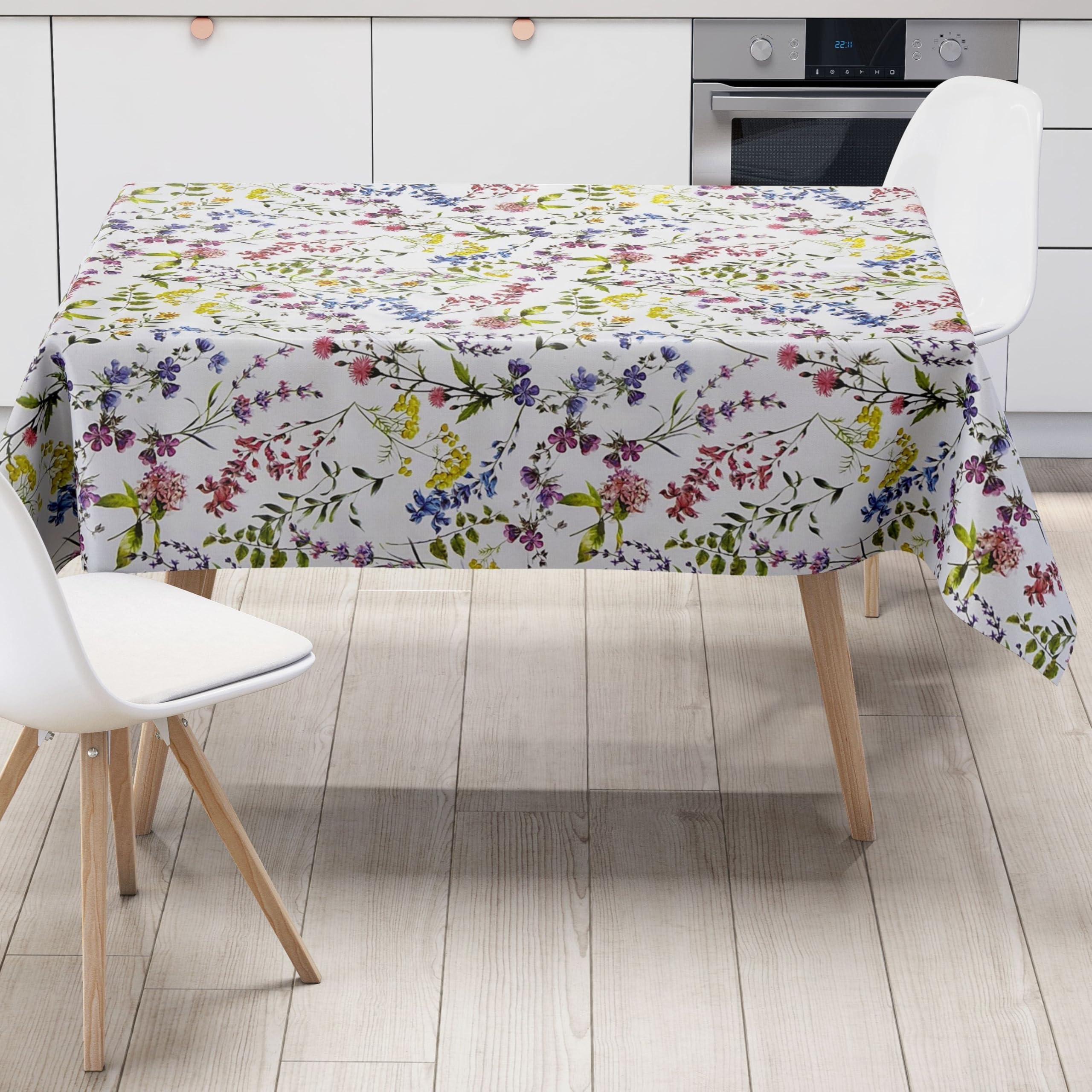 KEVKUS Wachstuch Tischdecke 160 cm Breite Übergröße B4033-01 Blumen und Blüten - Größe und Form frei wählbar + knickfreier Versand + gerollt auf Papphülse