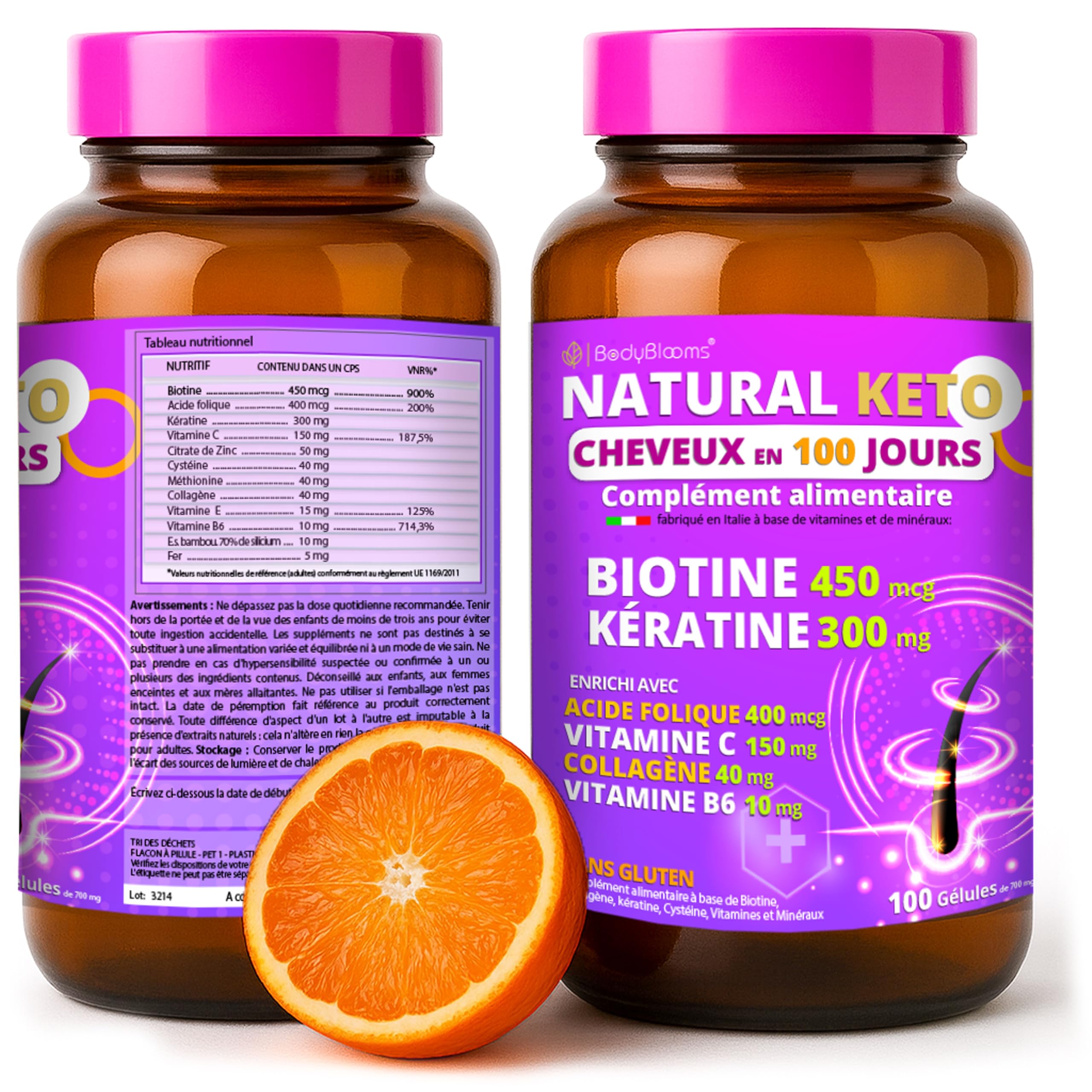 Vitamines Pour Croissance Et Anti-chute Des Cheveux Hommes - Pilules à Base D'Amla, 1 Capsule 2x/jour, Expiration 12/2027