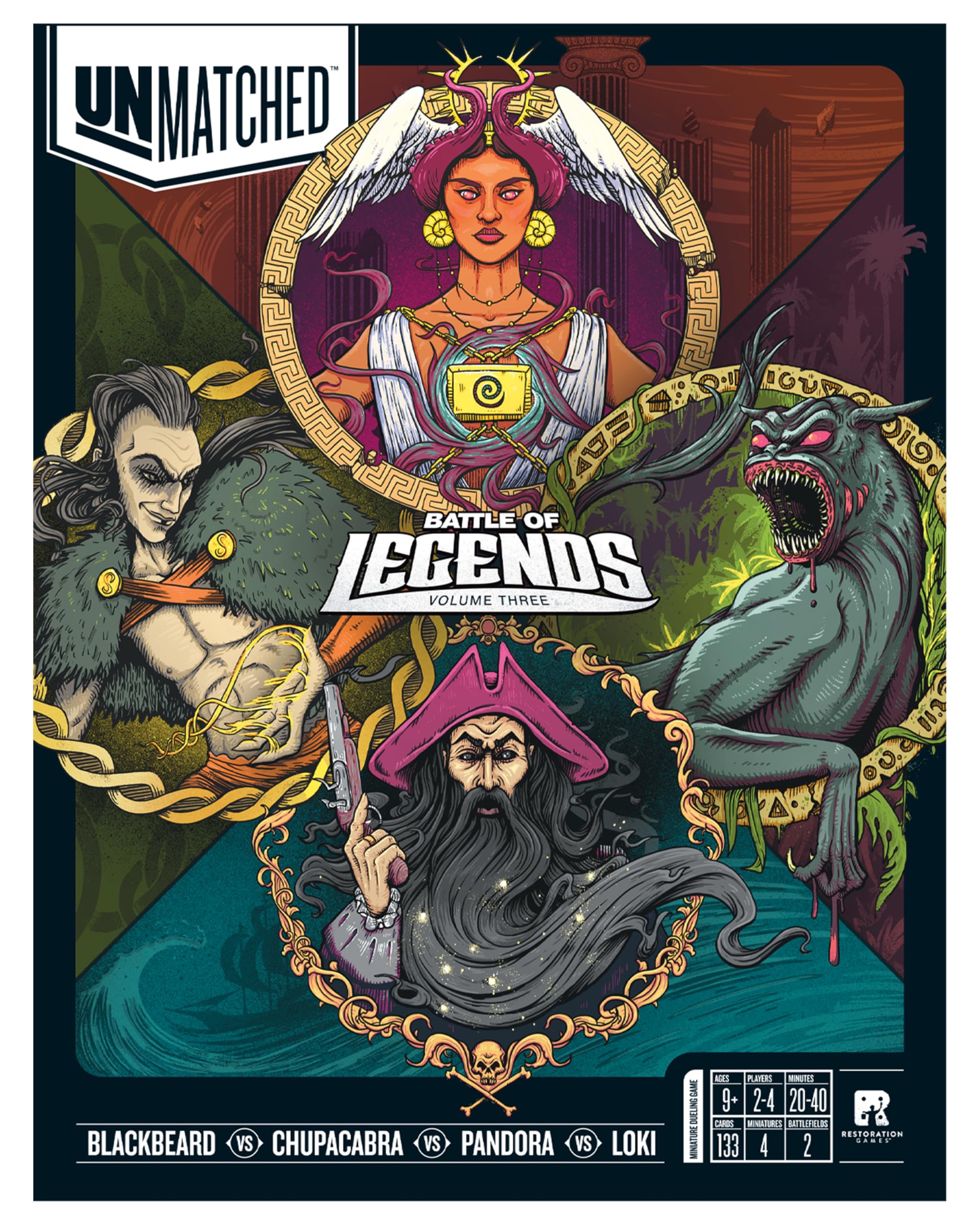 Restoration Games, Unmatched: Battle of Legends, Vol. 3 - for Ages 14 and Up, 2 to 4 Players
