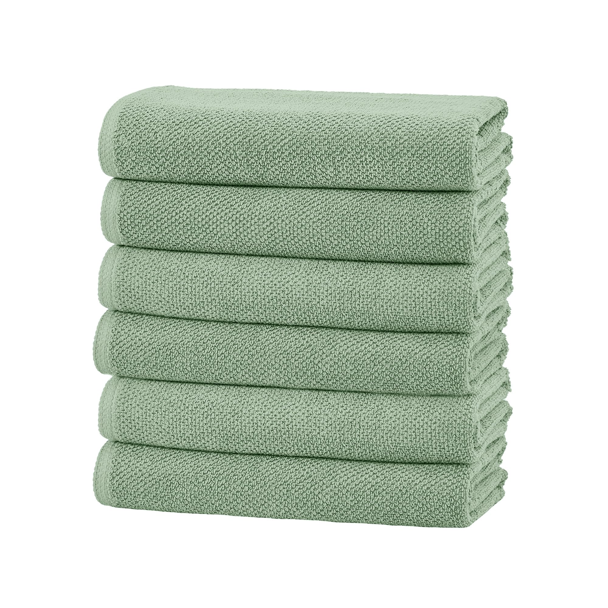 Great Bay Home 100% Cotton 6 Pack 26x16 Hand Towel Set - Absorbent, Quick-Drying, Durable Towels for Bathroom Decor - Low-Twist, Two-Ply Fibers (