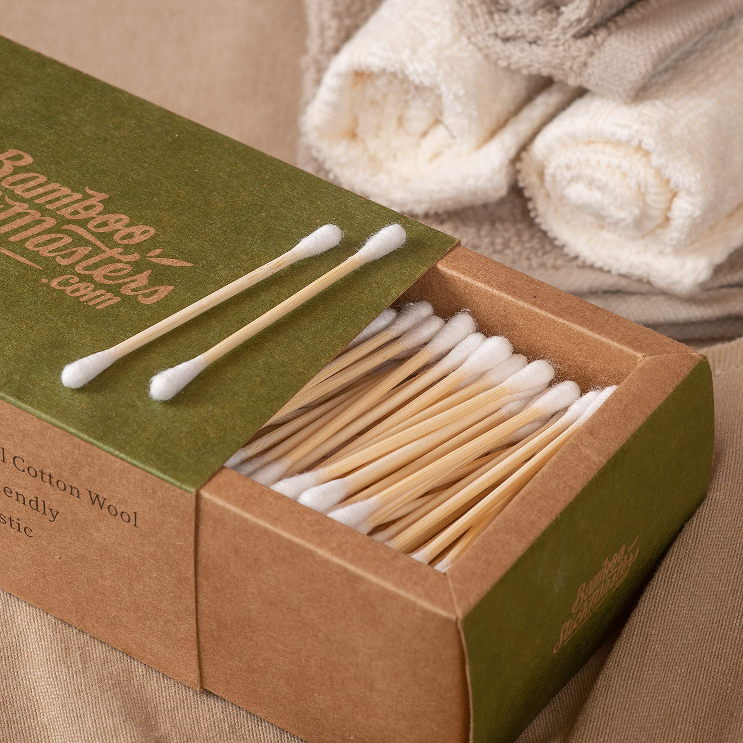 300 cotton fioc di bambù | 100% ecologici Q Tips | Buds per la pulizia delle orecchie in legno naturale | senza plastica | imballaggio ecologico