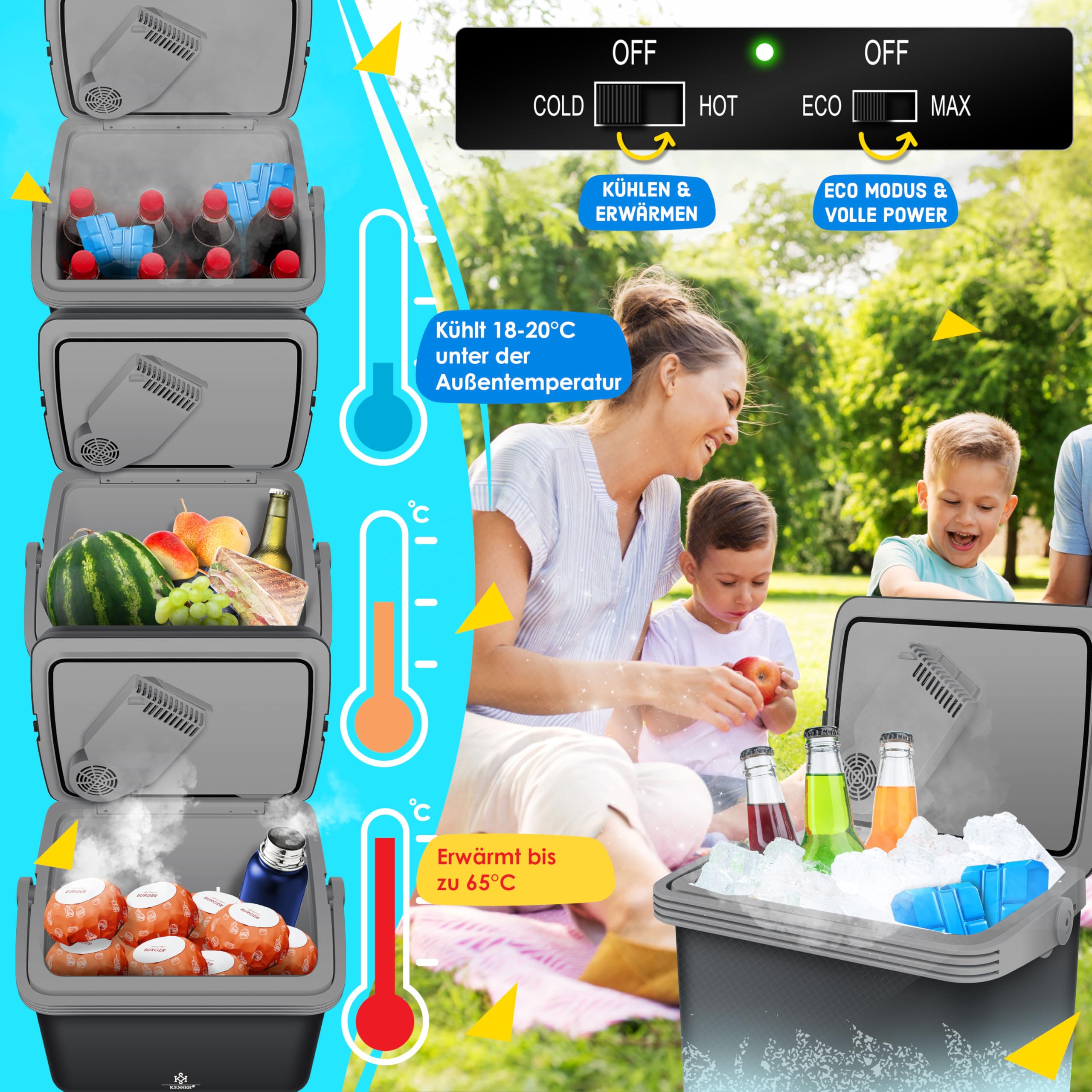 KESSER Glacière 32 L 12 V 230 V Mini-réfrigérateur thermoélectrique