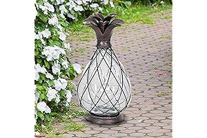 Exhart Outdoor Garden Solar Lights: Solar Pineapple with 15 Firefly LED Lights