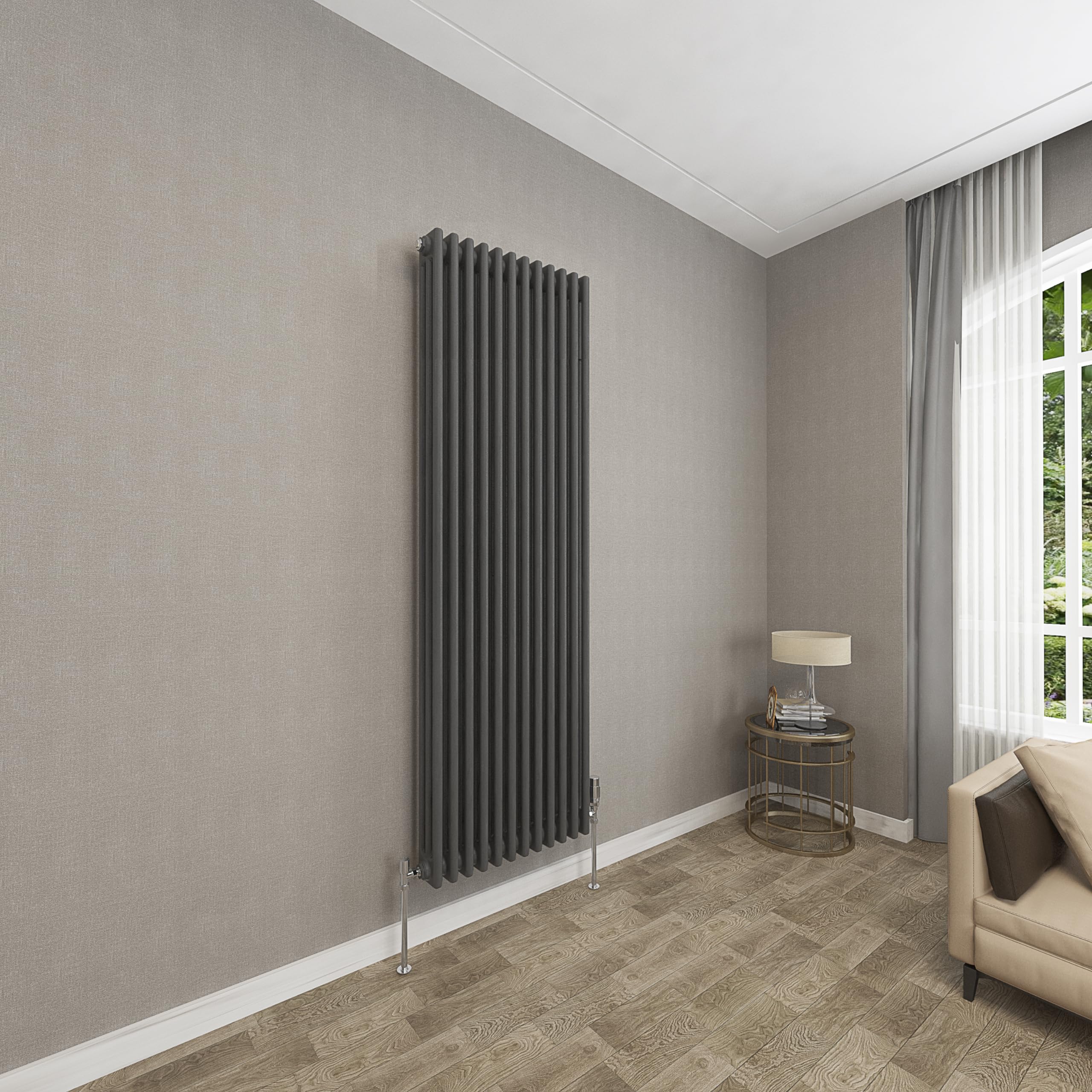 Sky Bathroom Anthracite 1800X560mm Vertical Cast Iron 3 Column Radiator Traditional Upright Central Heating Radiator