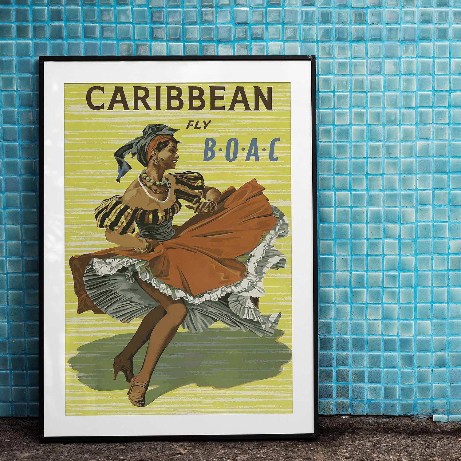 Caribbean Airlines Travel Ad | Art Print Poster Vintage Wall Decor (16 x 24 inches)