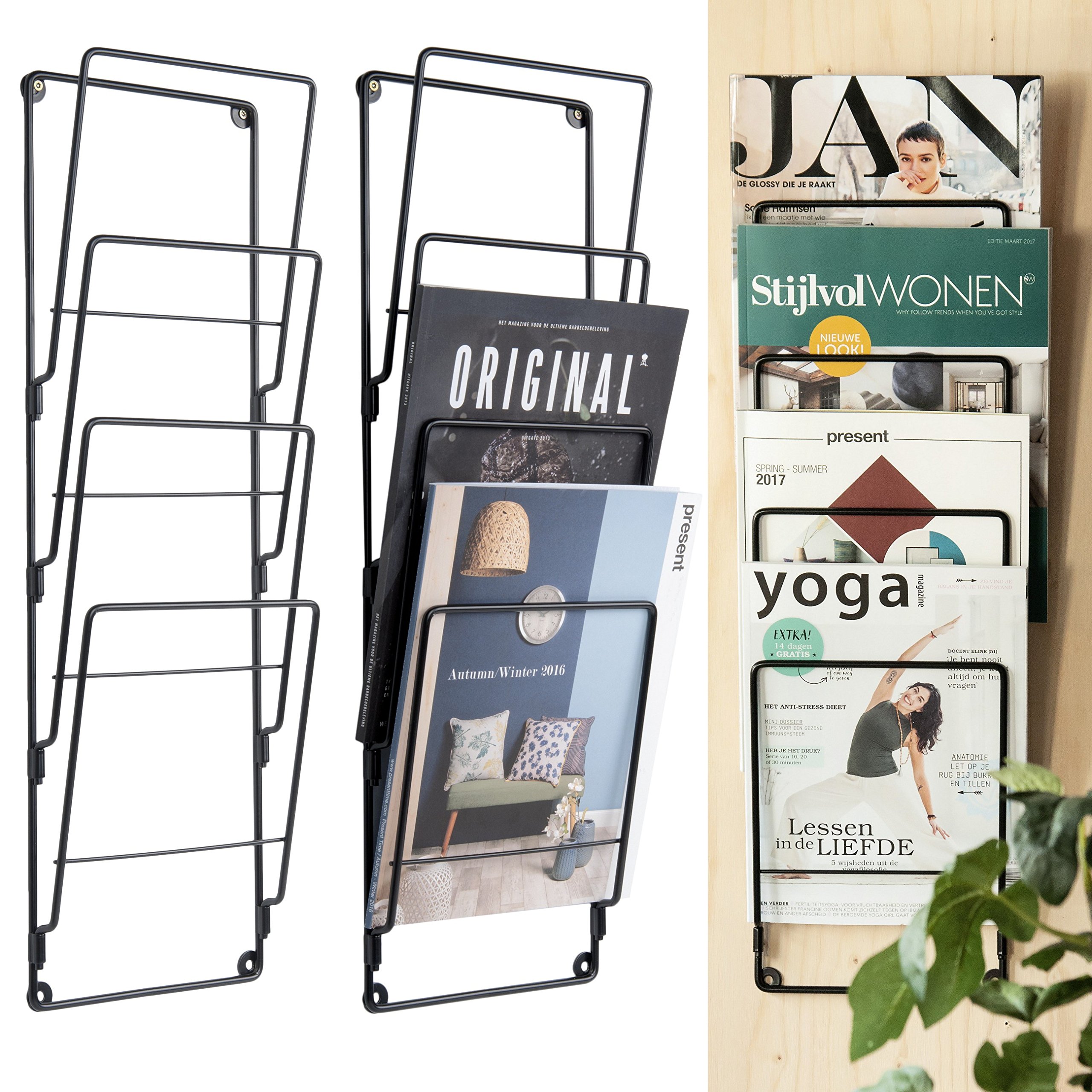 Zeitungsständer MATS Schwarz hängend 60cm Höhe inkl. Schrauben & Dübel