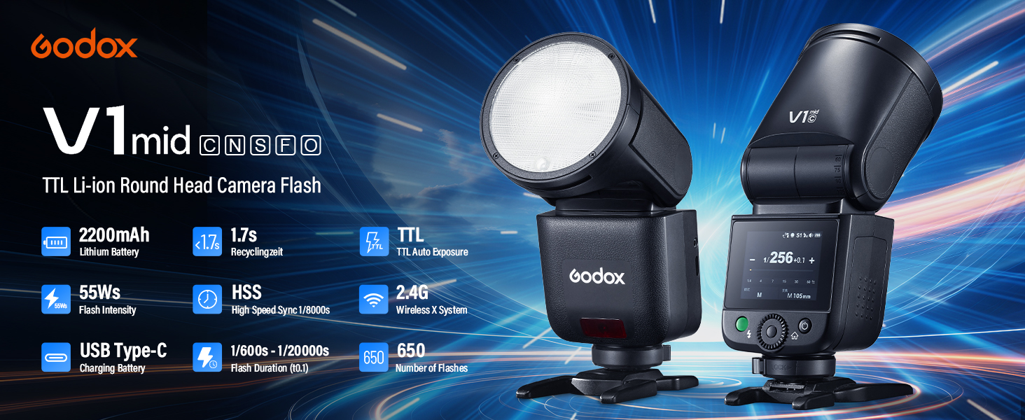 Amazon.com : Godox V1 Mid C for Canon V1 Mid-C Flash Round Head