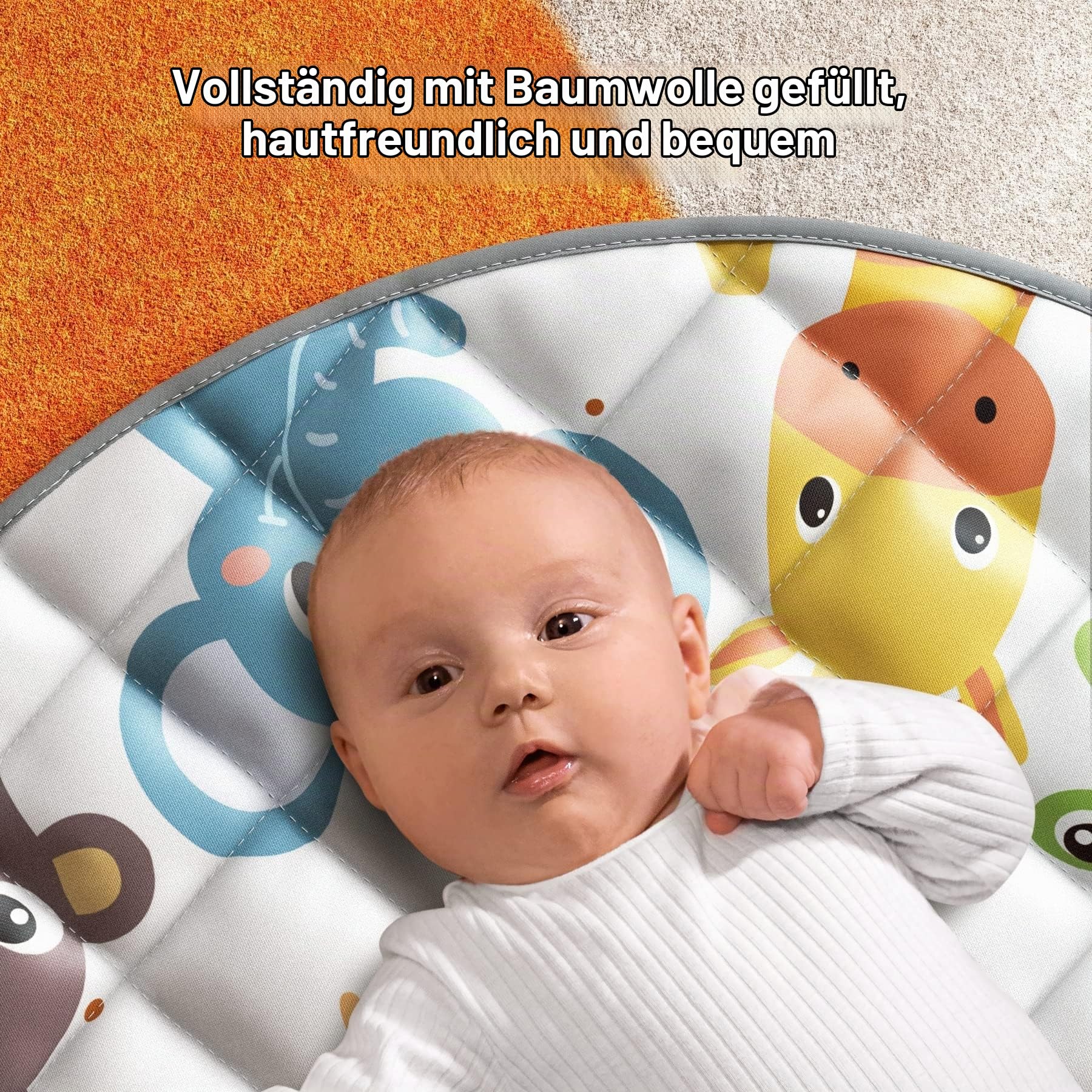 TUMAMA Baby Spielmatte,Krabbeldecke mit Musik und Lichtern,Spielmatte Baby mit Spielbogen,Baby Aktivitätsmatte,Lernspielzeug für Neugeborene Kleinkinder,Jungen und Mädchen(Animal)