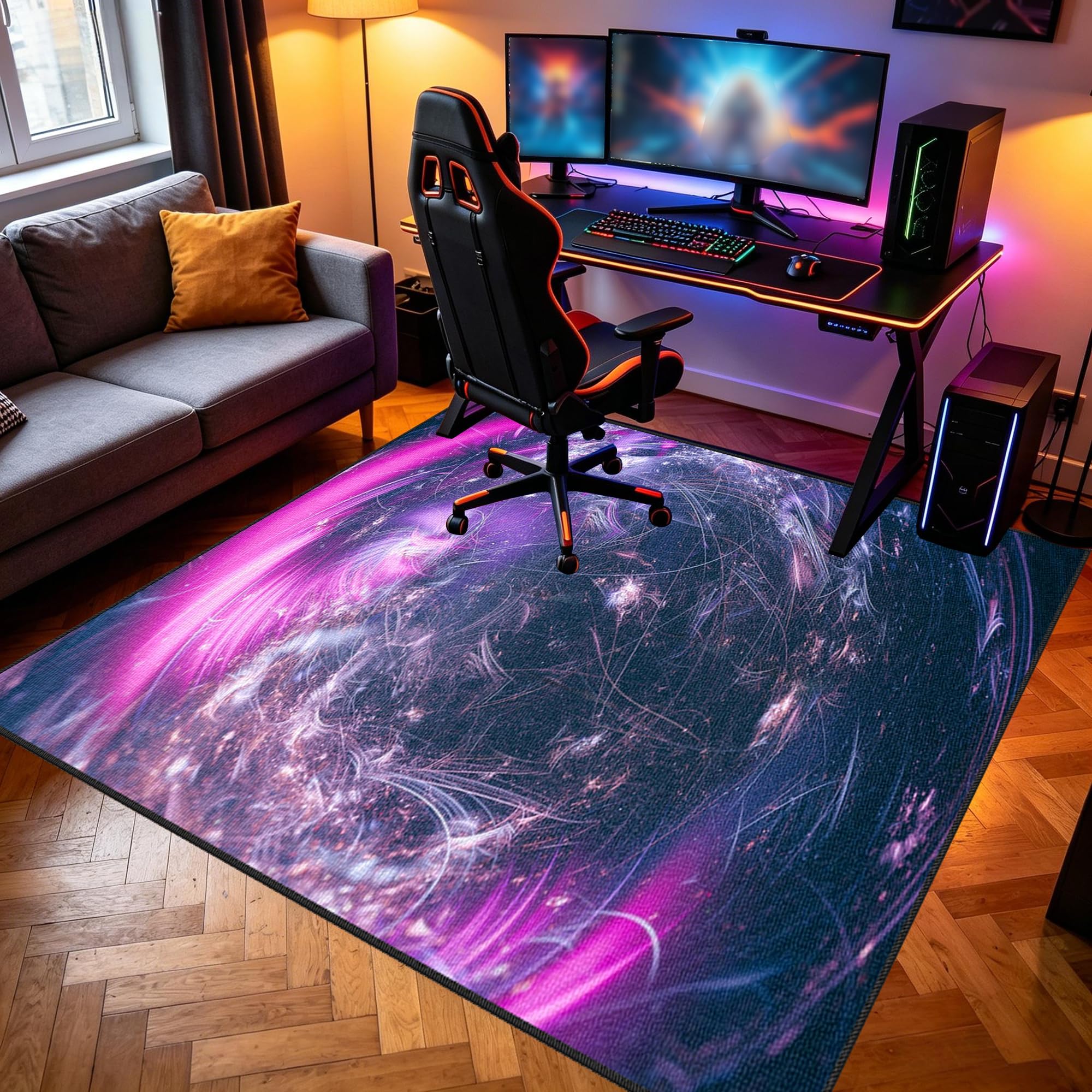 Antypoślizgowy chodnik dla graczy, dywan do pokoju młodzieżowego, 160 x 210 cm, podkładka pod krzesło komputerowe, dywan gamingowy, dla chłopców, mata do gier dla nastolatków, dzieci, do salonu