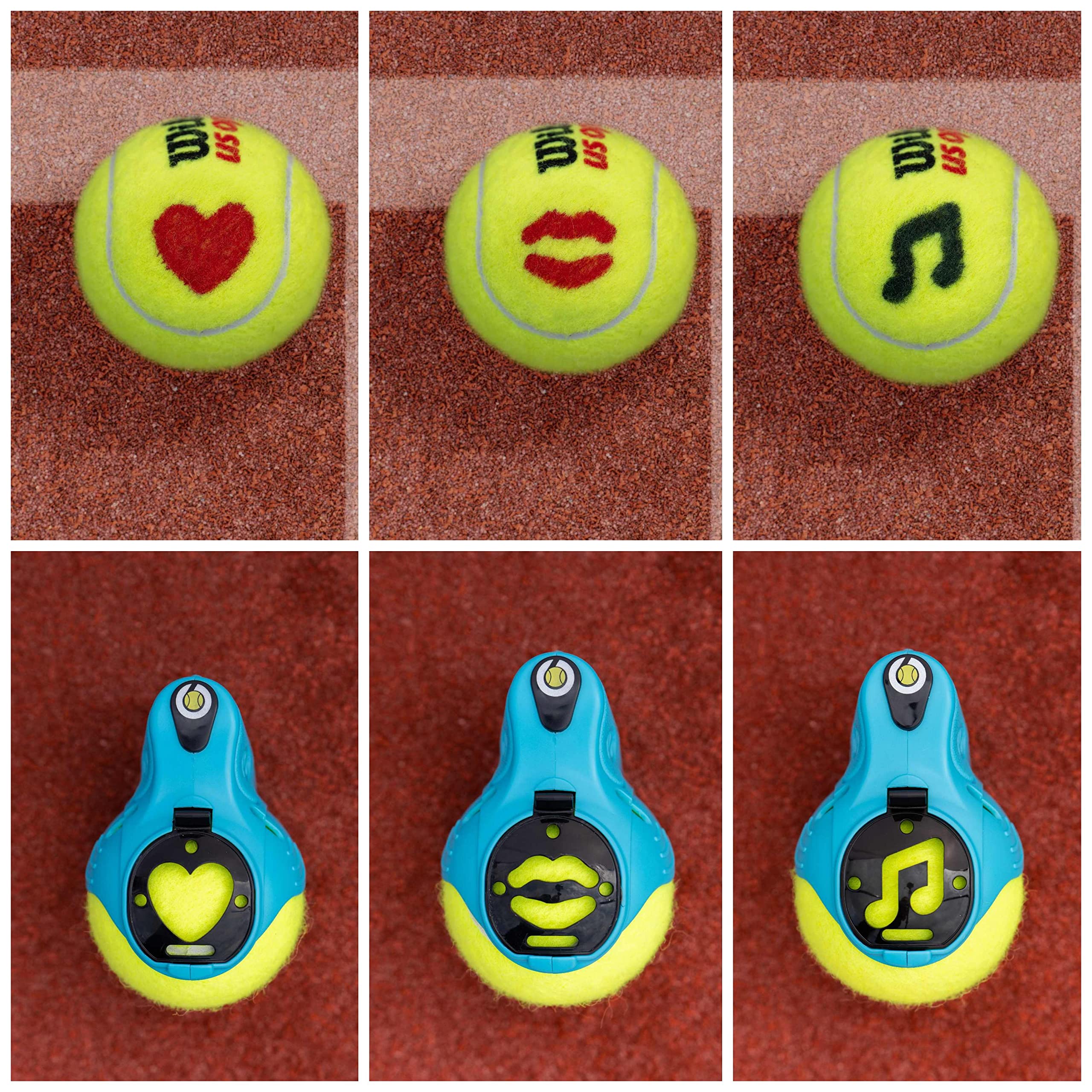 BallTrace Blue Tennis Ball Marker | Personalise Tennis Balls & Padel Balls with Fun Emoji & Symbols | Cool Tennis Gift | As seen at events & tournaments in Europe & USA. (Love & Music) โ image 1