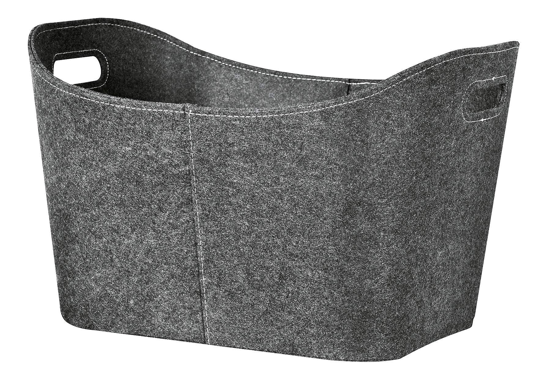 Relaxdays Portalegna Da Interno In Feltro, Set Da 2, Cesta Con 28 L Di Volume Borsa Per Legna Con Manici Grigio Scuro 77908136
