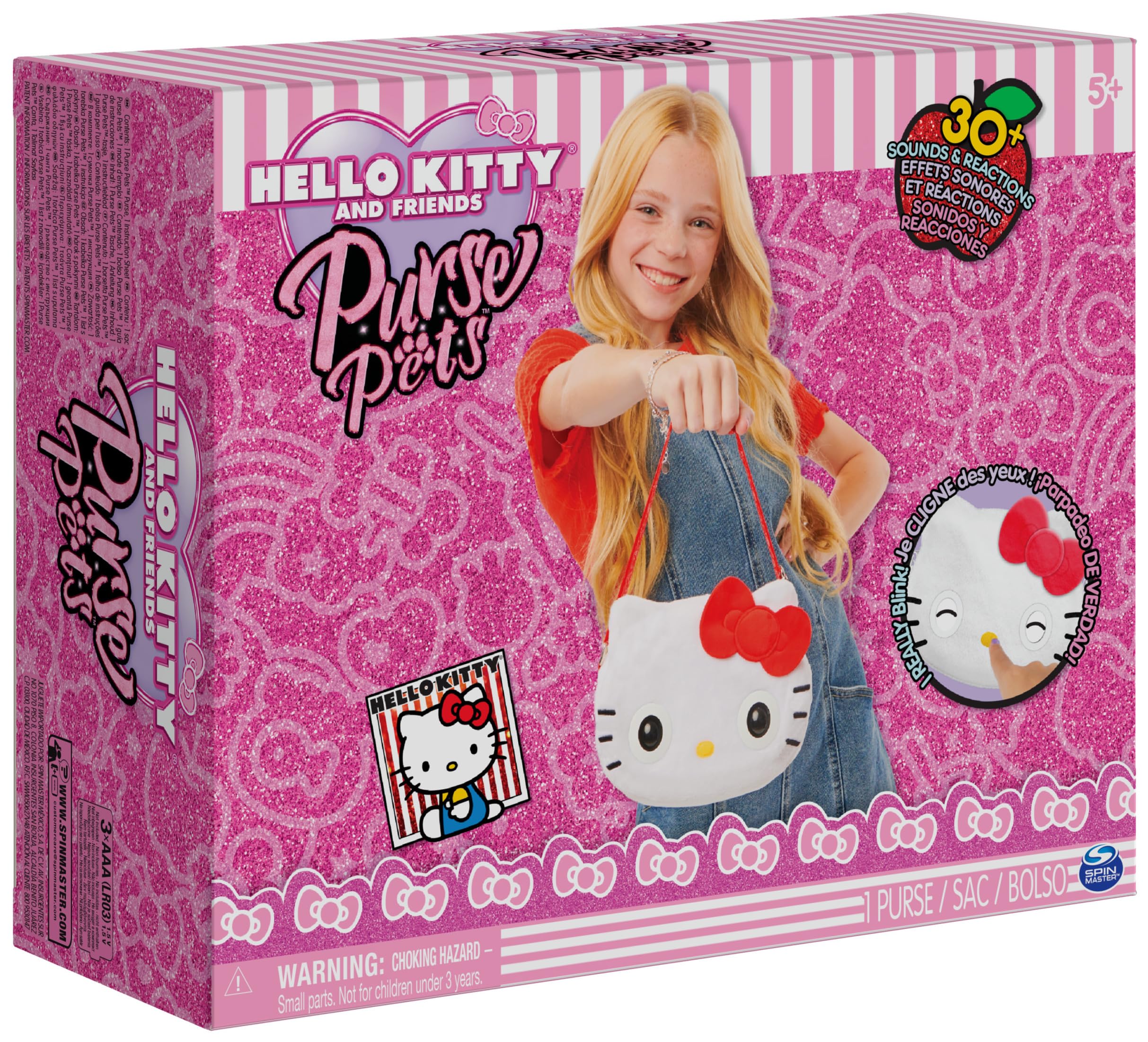 Purse Pets - Bolso Mascota INTERACTIVA - Sanrio Hello Kitty and Friends - Bolso niña y Mascota Interactiva Hello Kitty con más de 30 Sonidos y Reacciones - 6065365 - Juguetes niña 5 años +