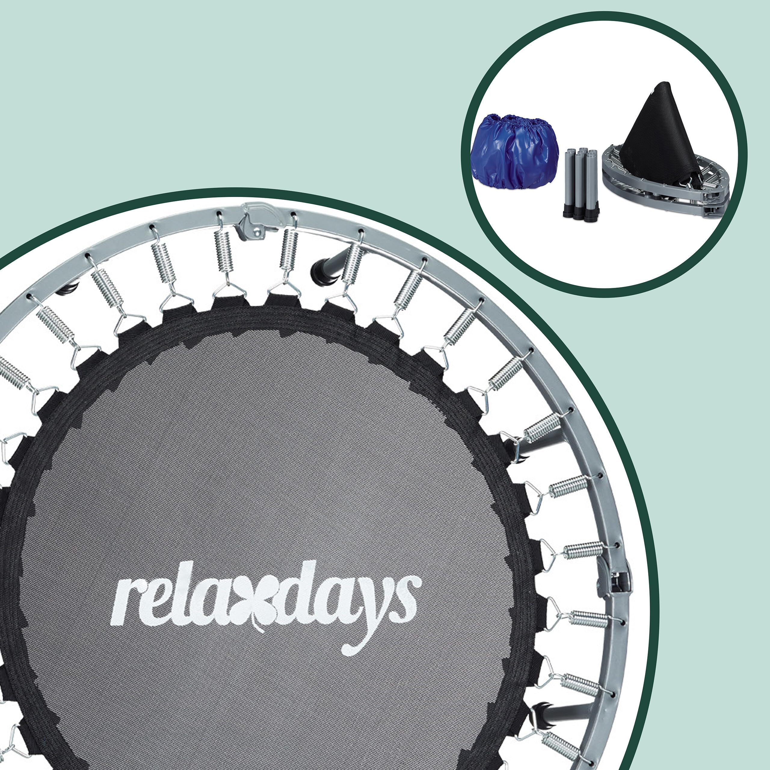 Trampolín de Interior Relaxdays, Ø 95 cm, minitrampolín Plegable hasta 100 kg, Deporte y Gimnasia