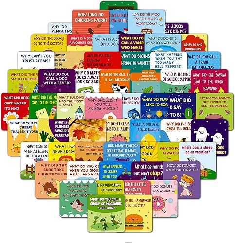 Tinuos Lonchera divertida de bromas para niños, 60 tarjetas motivacionales e inspiradoras, bonitos diseños con preguntas y respuestas notas de