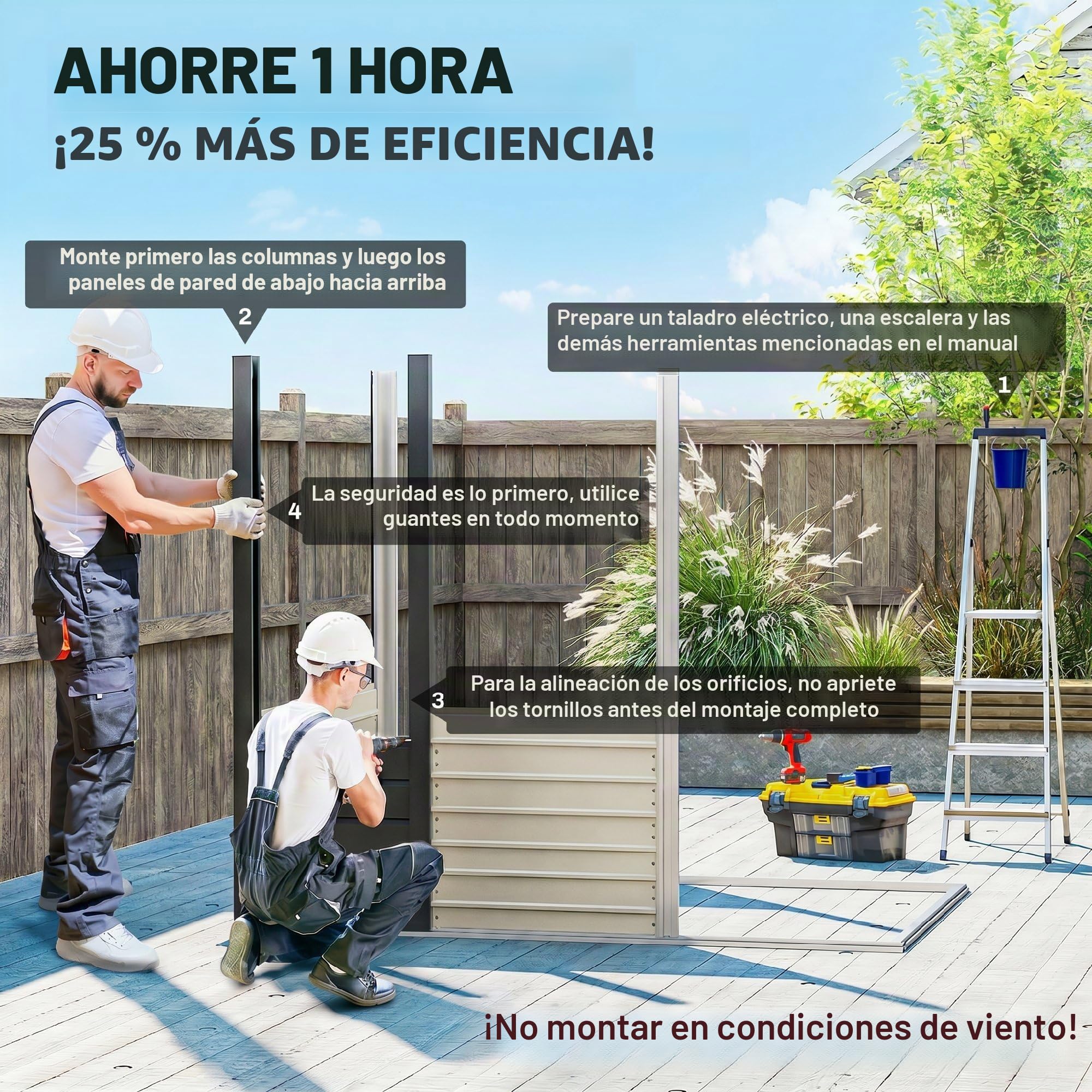 Outsunny Caseta de jardín de Metal 2,3 m² caseta de jardín 191 x 130 x 166,5 caseta de Herramientas con Guantes, Puerta con Cerradura y 2 Rejillas de ventilación - Gris