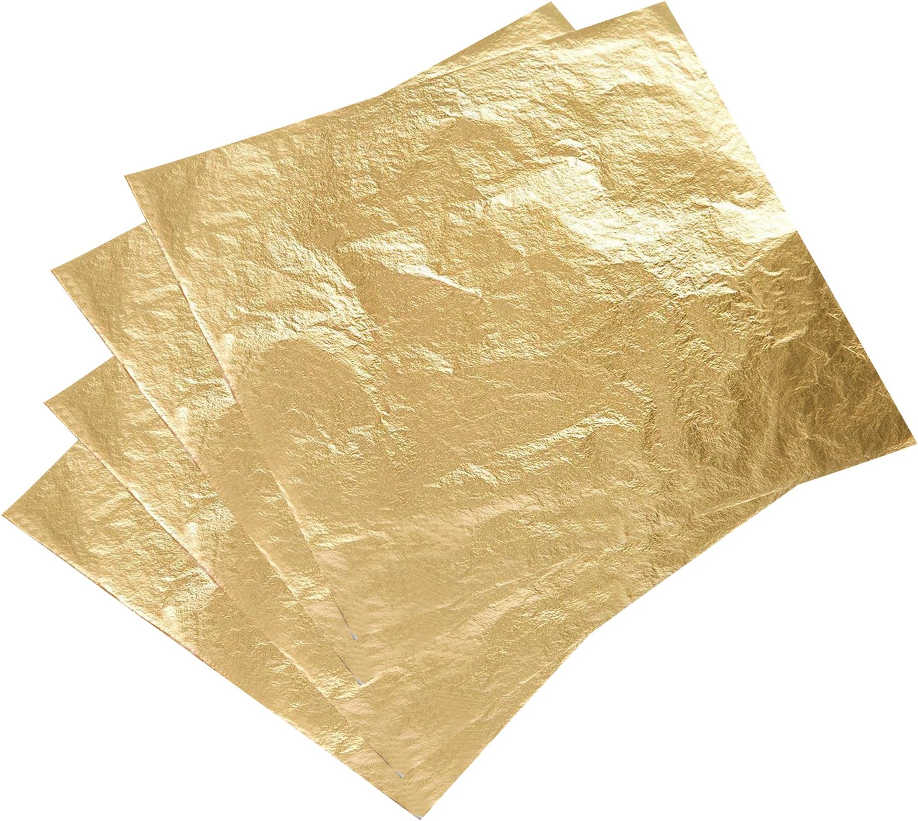 100 Count Imitation Gold Leaf, Double-Sided Gold Foil Leaf Paper, Schlag Leaf, Faux Gold Leaf Sheets for DIY Arts, Gilding Crafts, Interior Decor and Furniture, 5.5” x 5.5”