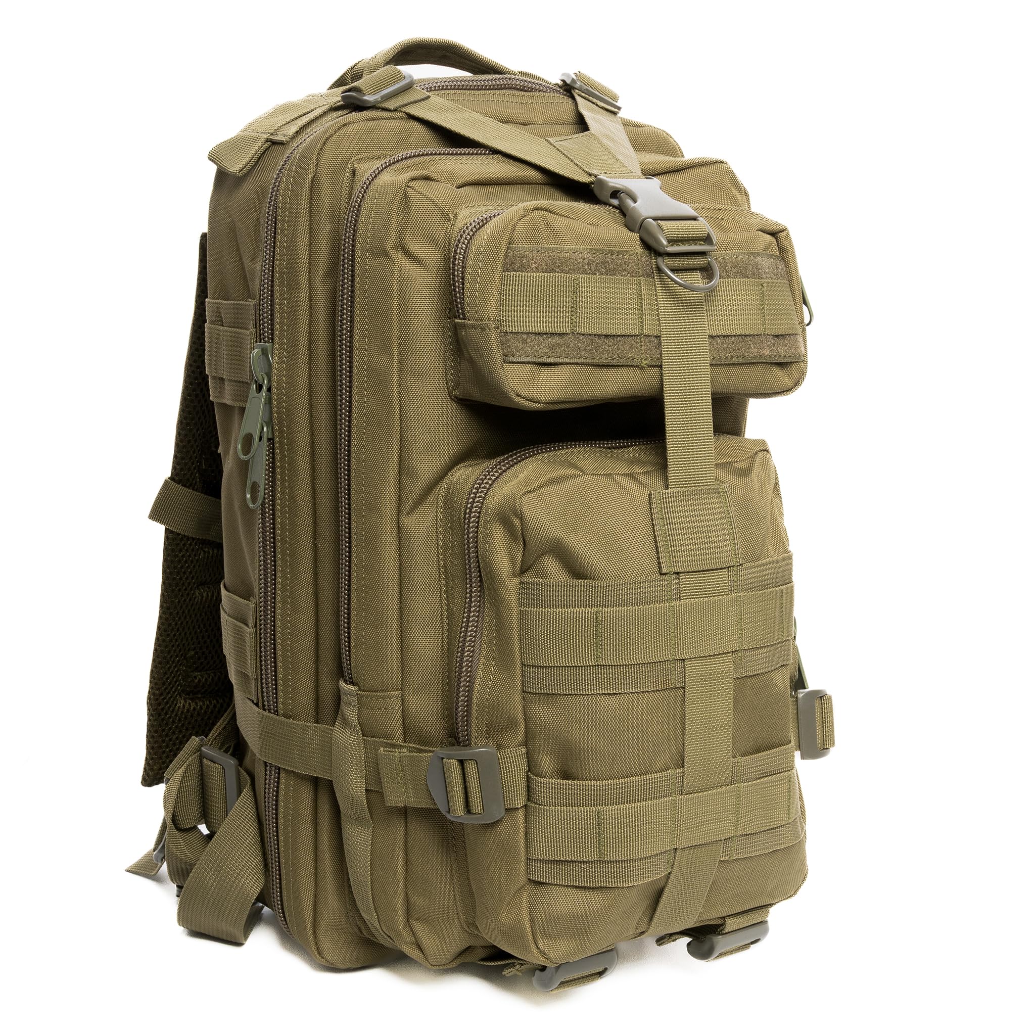 Generico Zaino Tattico Militare 30 Litri Professionale con Sistema Molle, Idrorepellente, Patch Bandiera Italiana e Torcia Tattica in Omaggio per Escursioni, Campeggio & Outdoor, cm 22X24X45