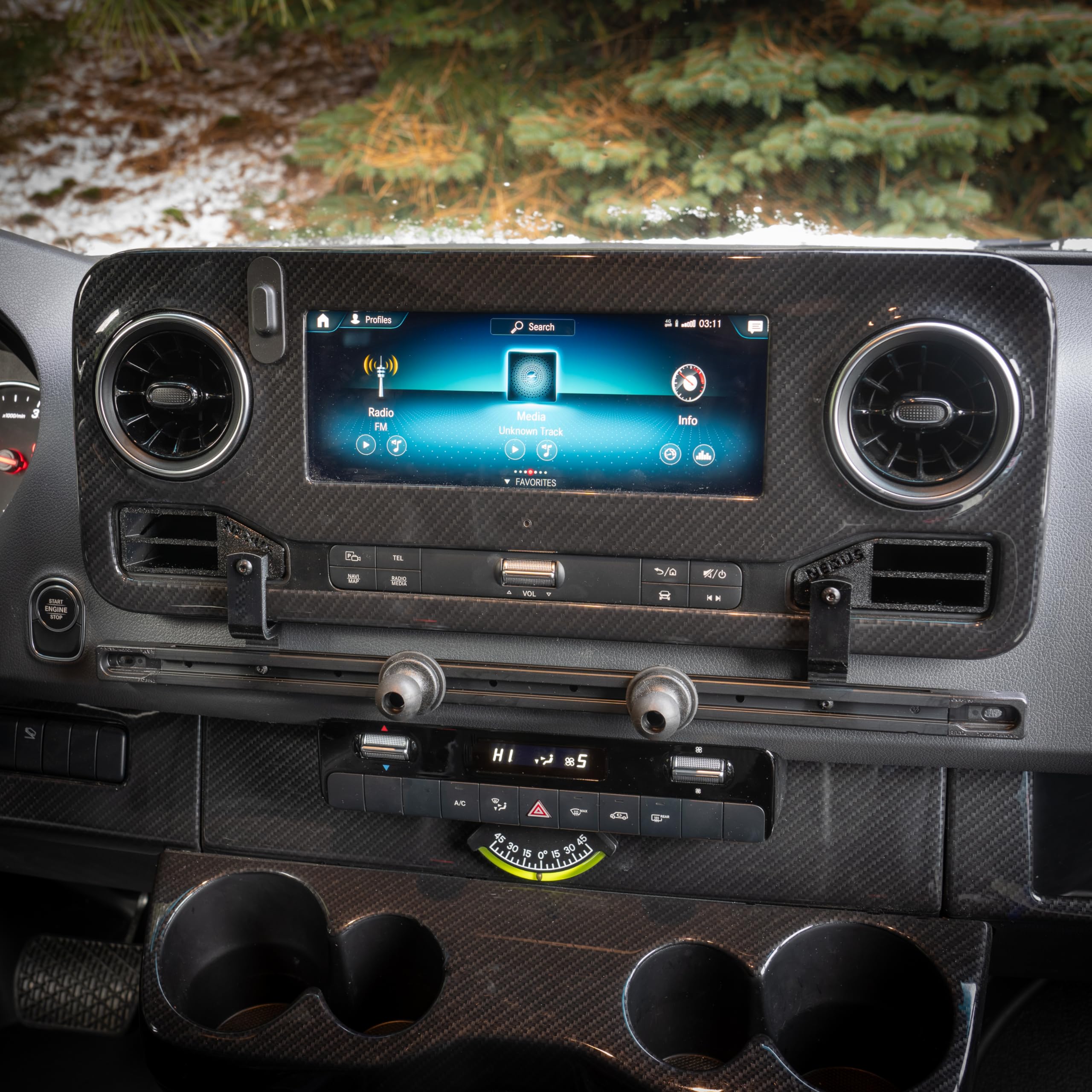 NEXUS Dash Track for VS30 Mercedes-Benz Sprinter Van or conversions - Winnebago Revel, Storyteller Overland or Jayco Terrain (with Pair of Smartphone Cubby Adapters)