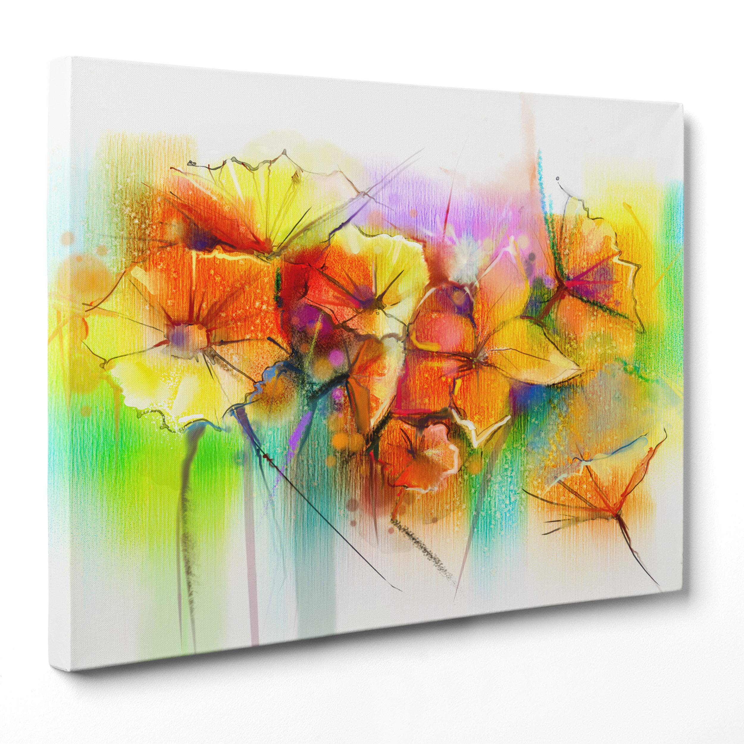5922 Tableau à fleurs colorées, motif image, abstrait, peinture numérique, moderne sur toile, 50 x 70 cm, sans cadre