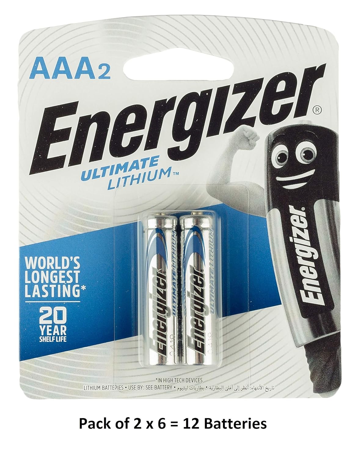 Energizer Ultimate Lithium Longest Lasting AAA Batteries (Pack of 12