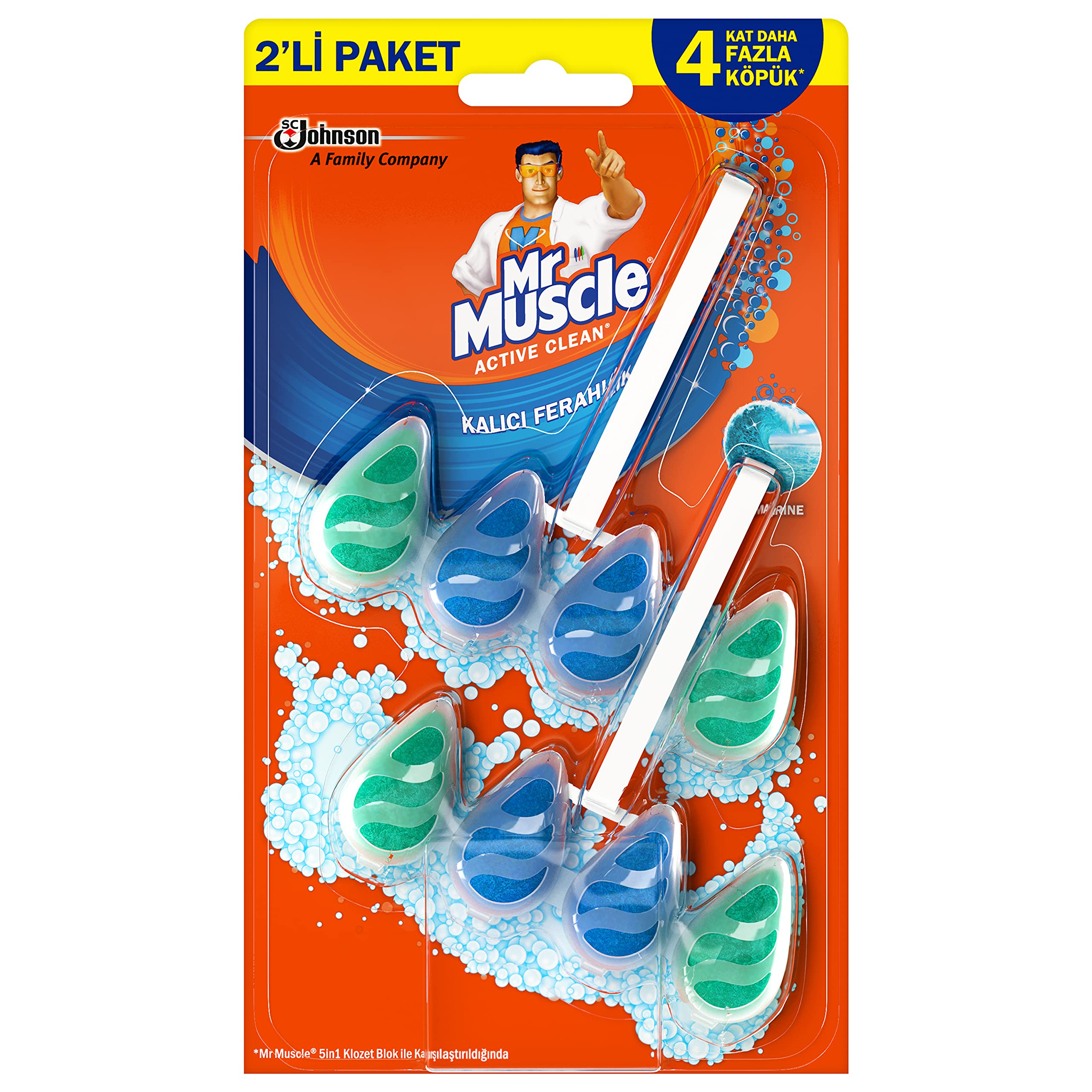 Mr Muscle Klozet Blok 2'Li Marine, 77.2G 1 Paket (1 x 122 g)